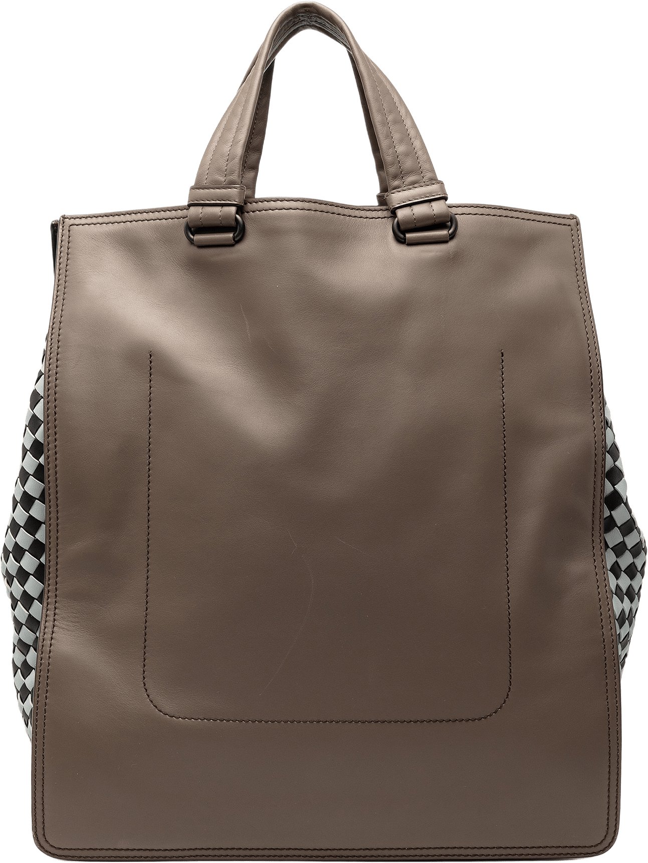 Bottega Veneta Intrecciato Trimmed Leather Tote, från Luxclusif, i färgen taupe.
