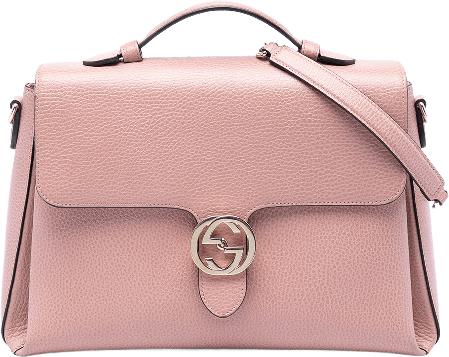 Gucci Medium Dollar Calfskin Interlocking G Satchel, från Luxclusif, i färgen pink.