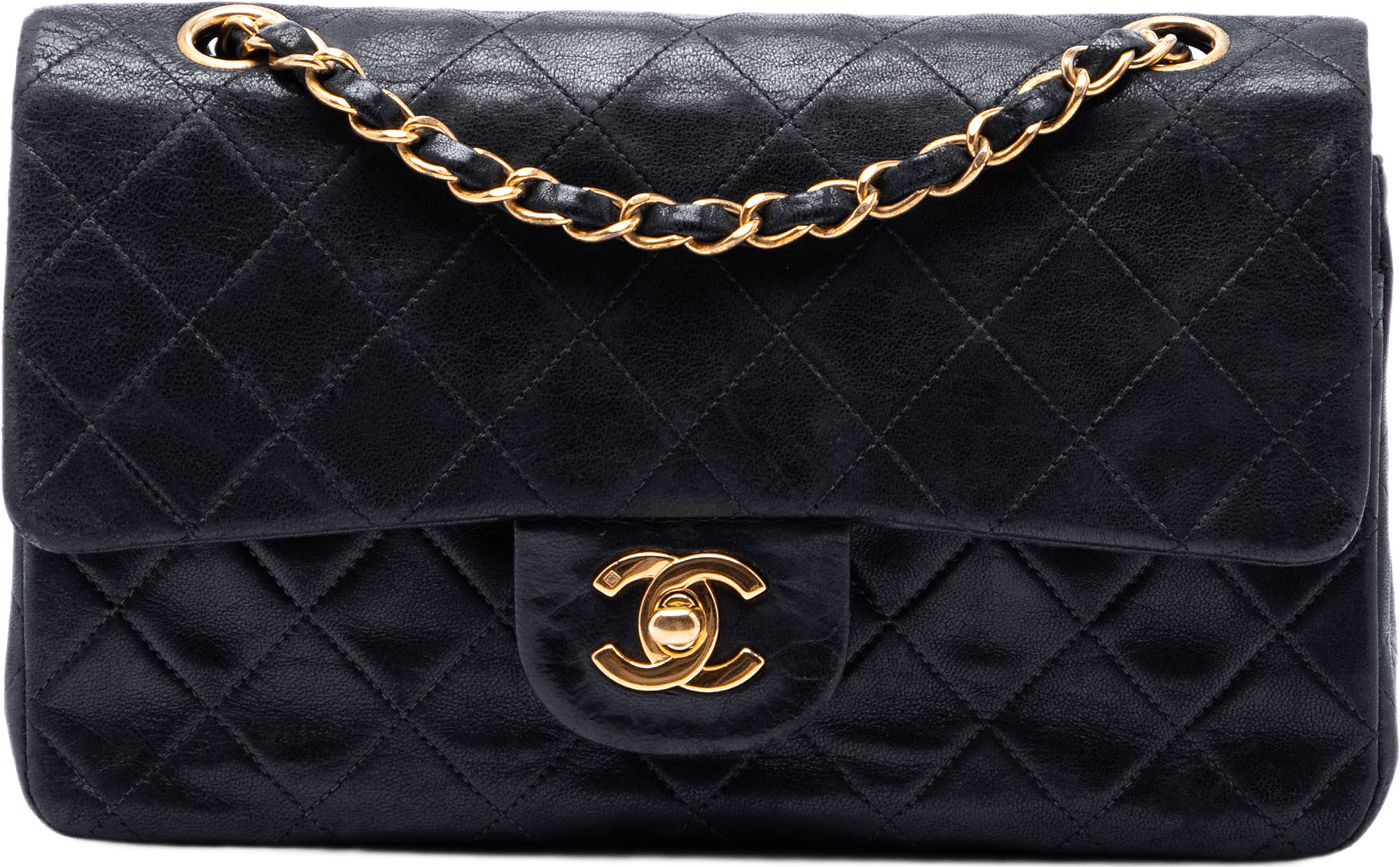 Chanel Small Classic Lambskin Double Flap, från Luxclusif, i färgen black.
