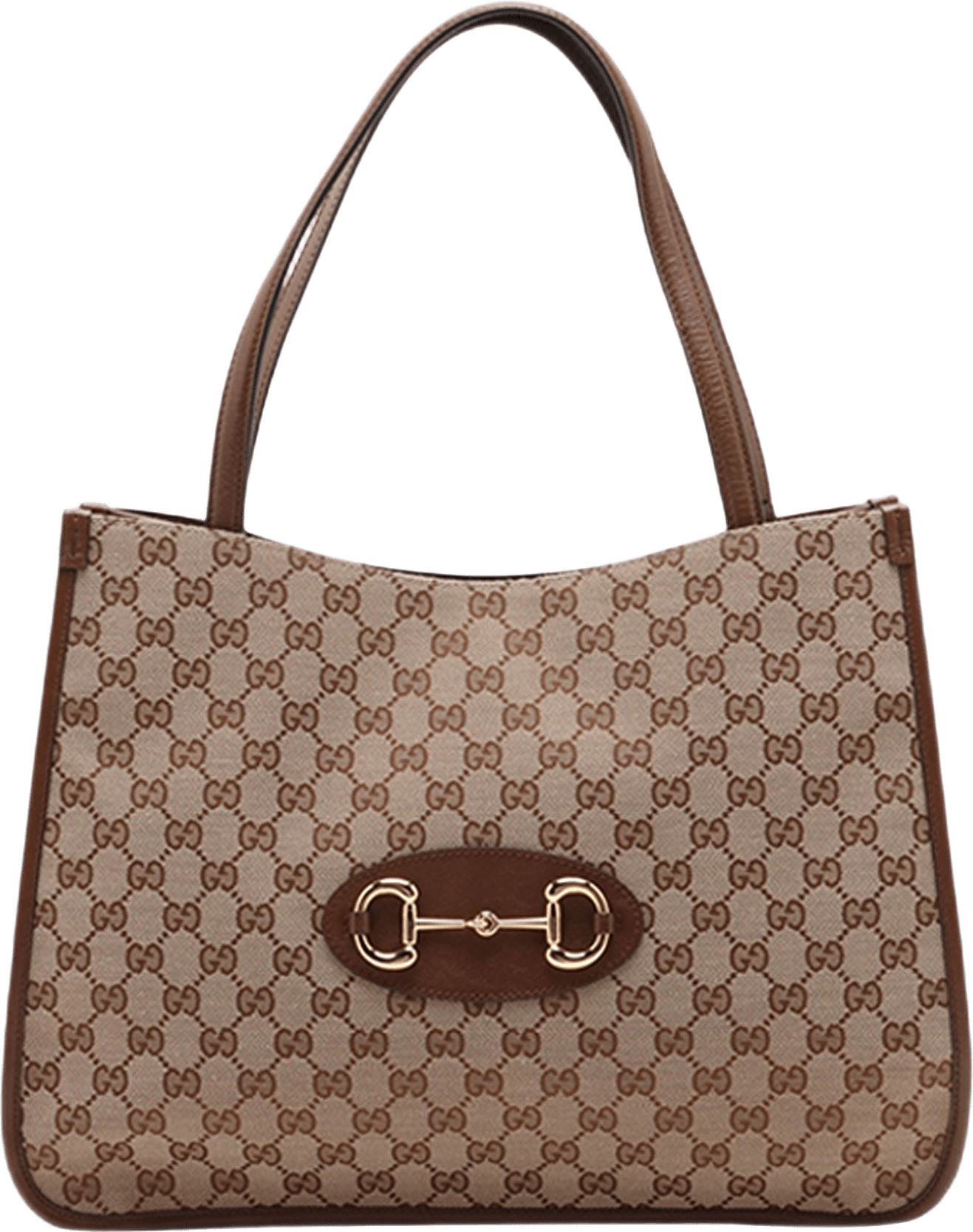 Gucci Medium Gg Canvas Horsebit 1955 Tote, från Luxclusif, i färgen beige.