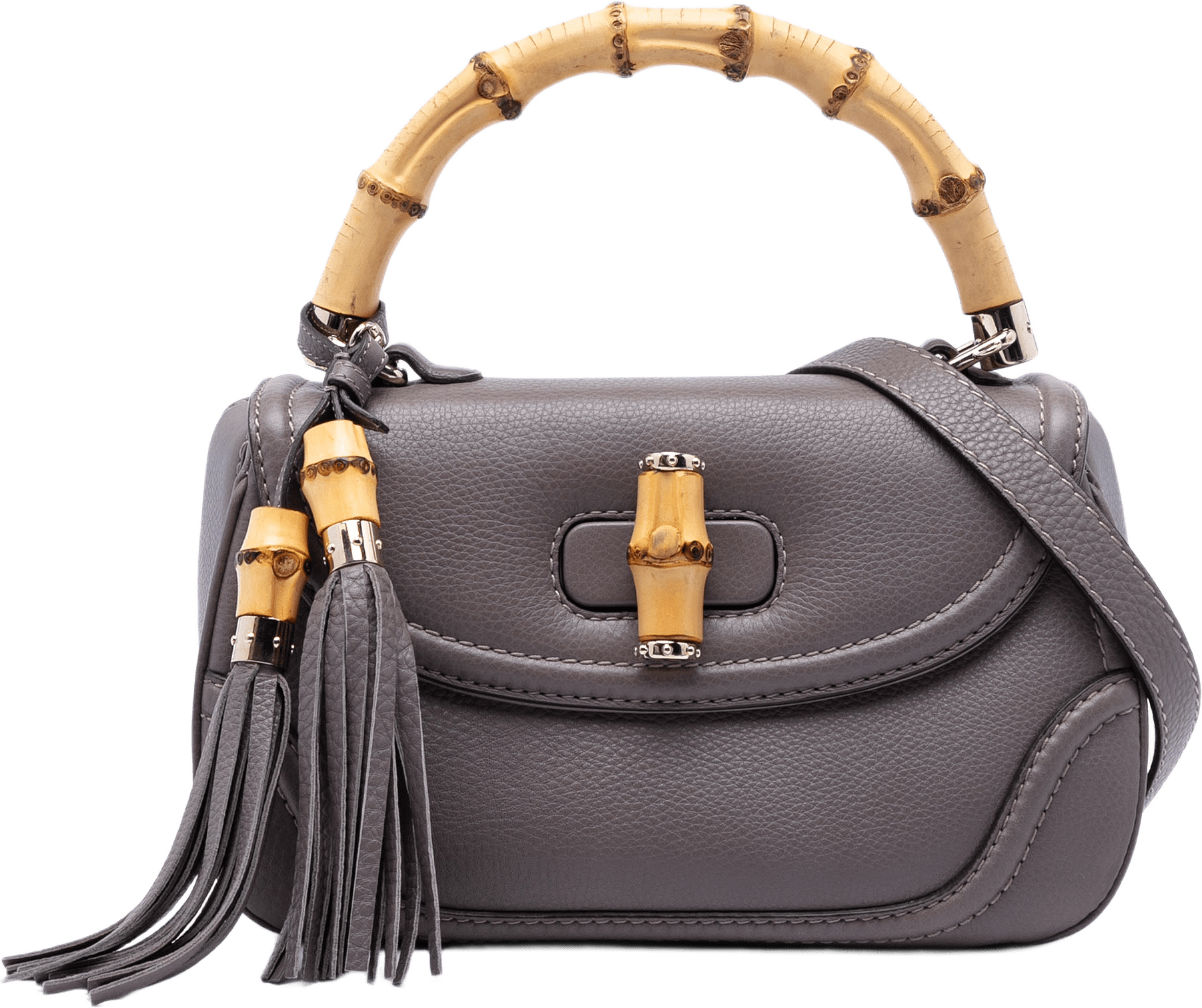 Gucci Medium Leather New Bamboo Satchel, från Luxclusif, i färgen brun.