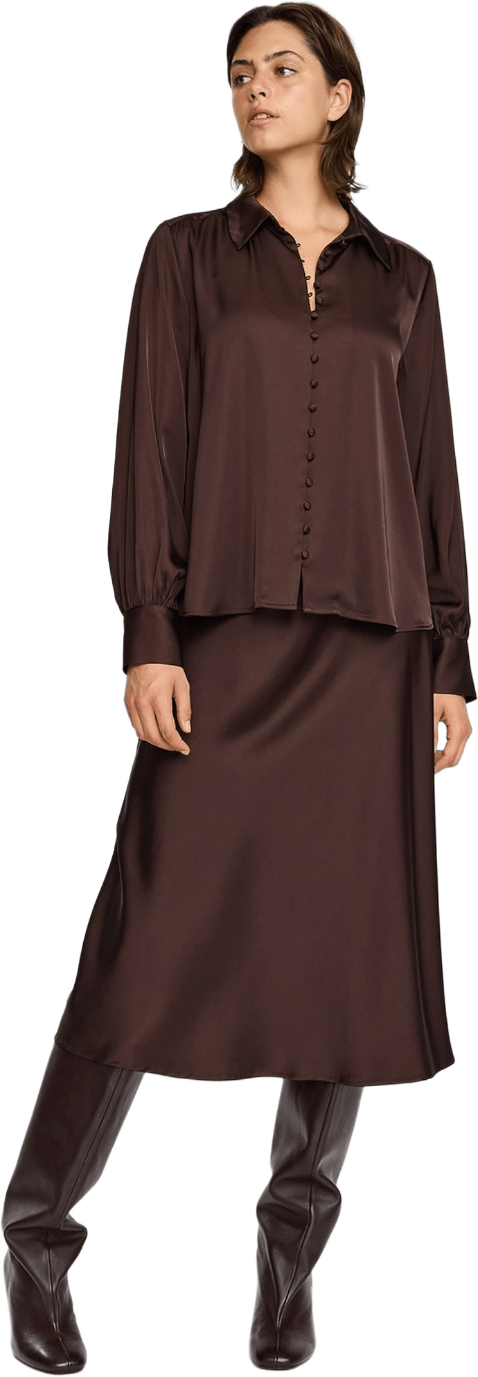 Srabia Ls Blouse - Coffee Bean, från Soft Rebels, i färgen coffee bean.