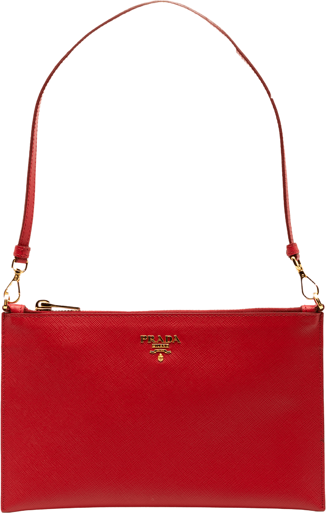 Prada Saffiano Shoulder Bag, från Luxclusif, i färgen red.