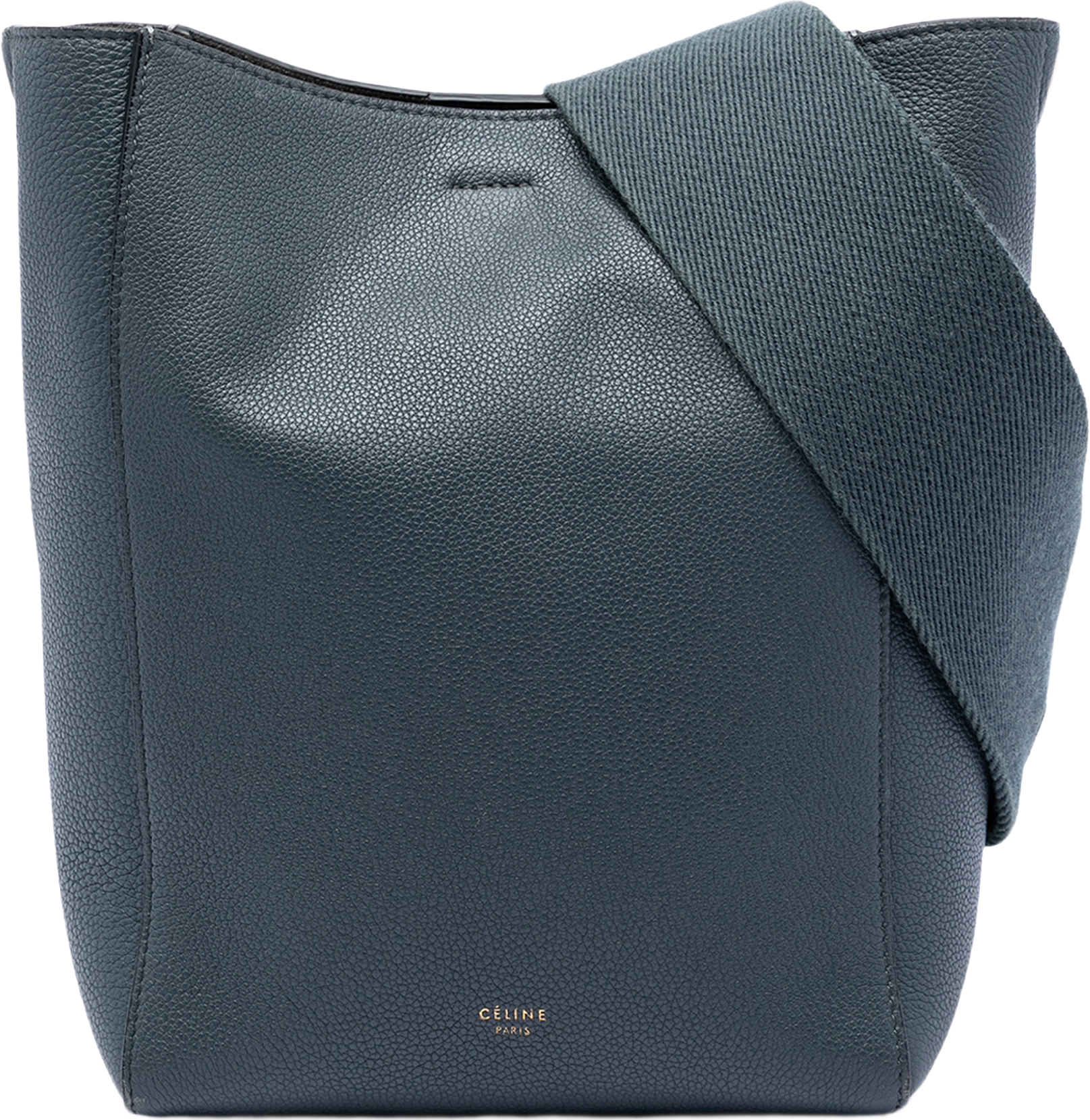 Celine Small Soft Grained Calfskin Seau Sangle Bucket Bag, från Luxclusif, i färgen dark blue.