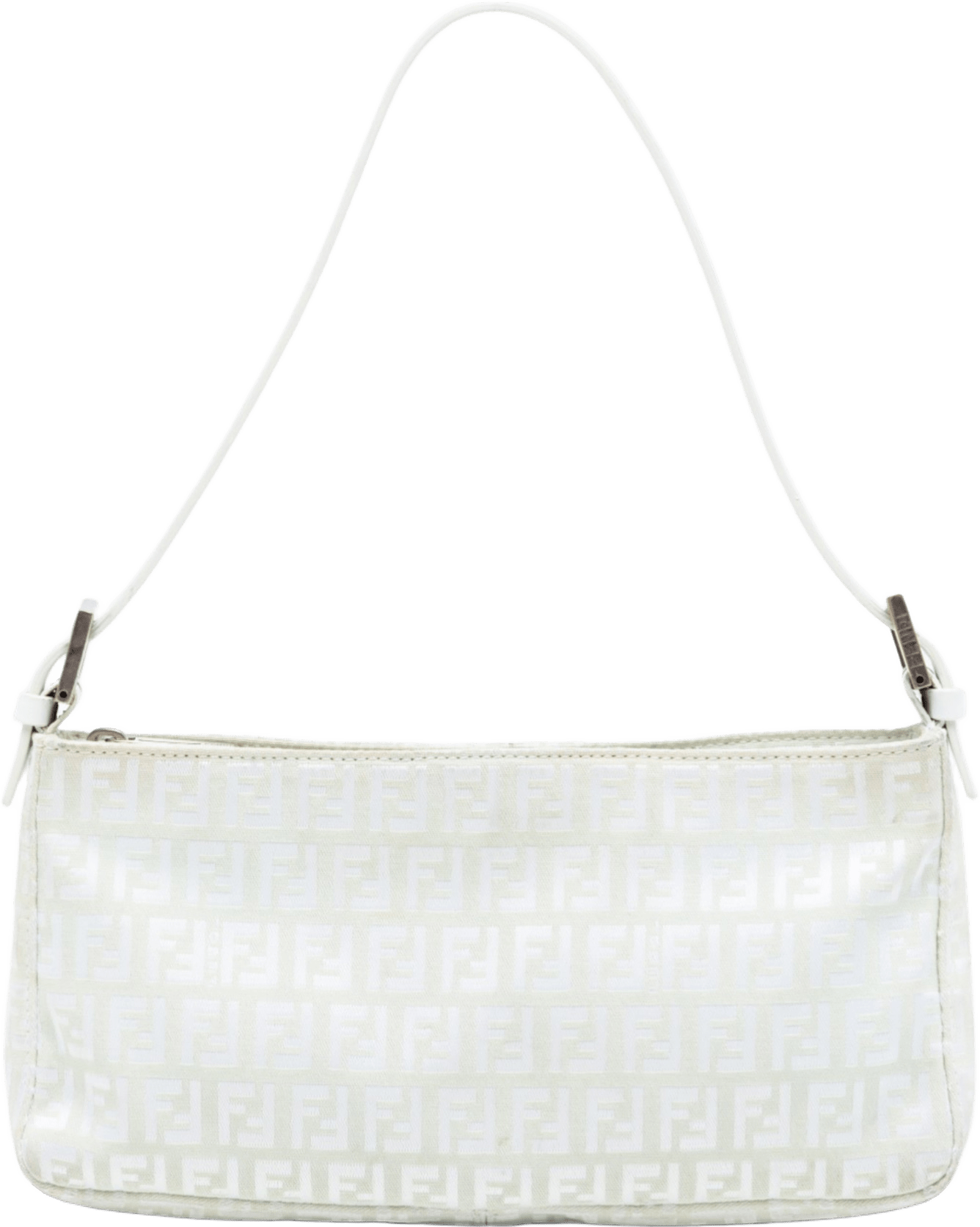 Fendi Zucchino Canvas Pochette, från Luxclusif, i färgen white.