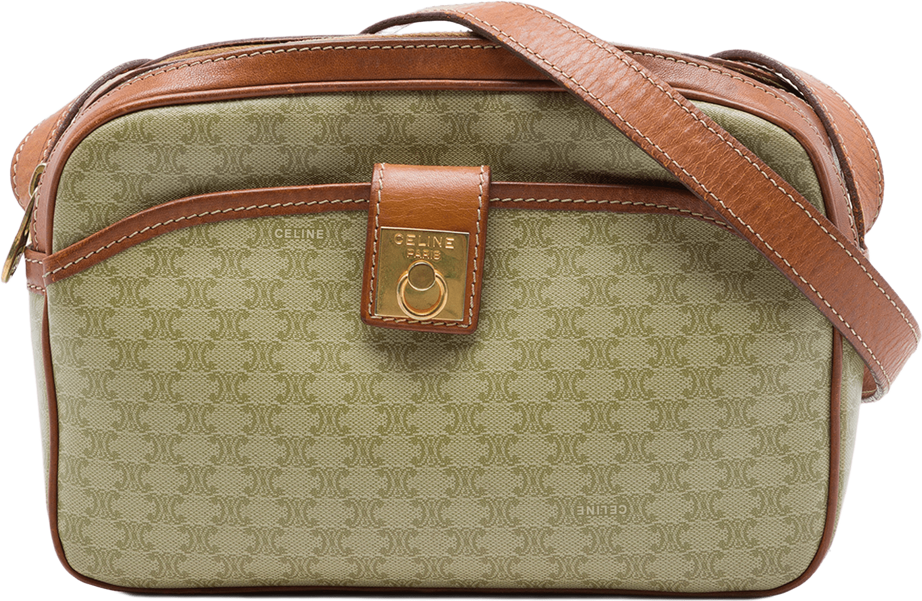 Celine Macadam Coated Canvas Crossbody, från Luxclusif, i färgen beige.