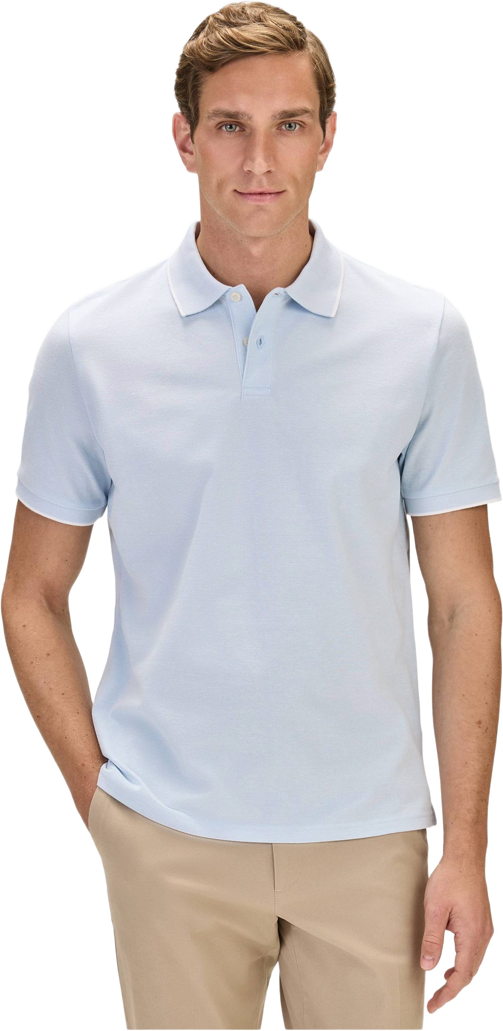 Cotton S/s Jersey Polo (ove), från John Henric, i färgen light blue.