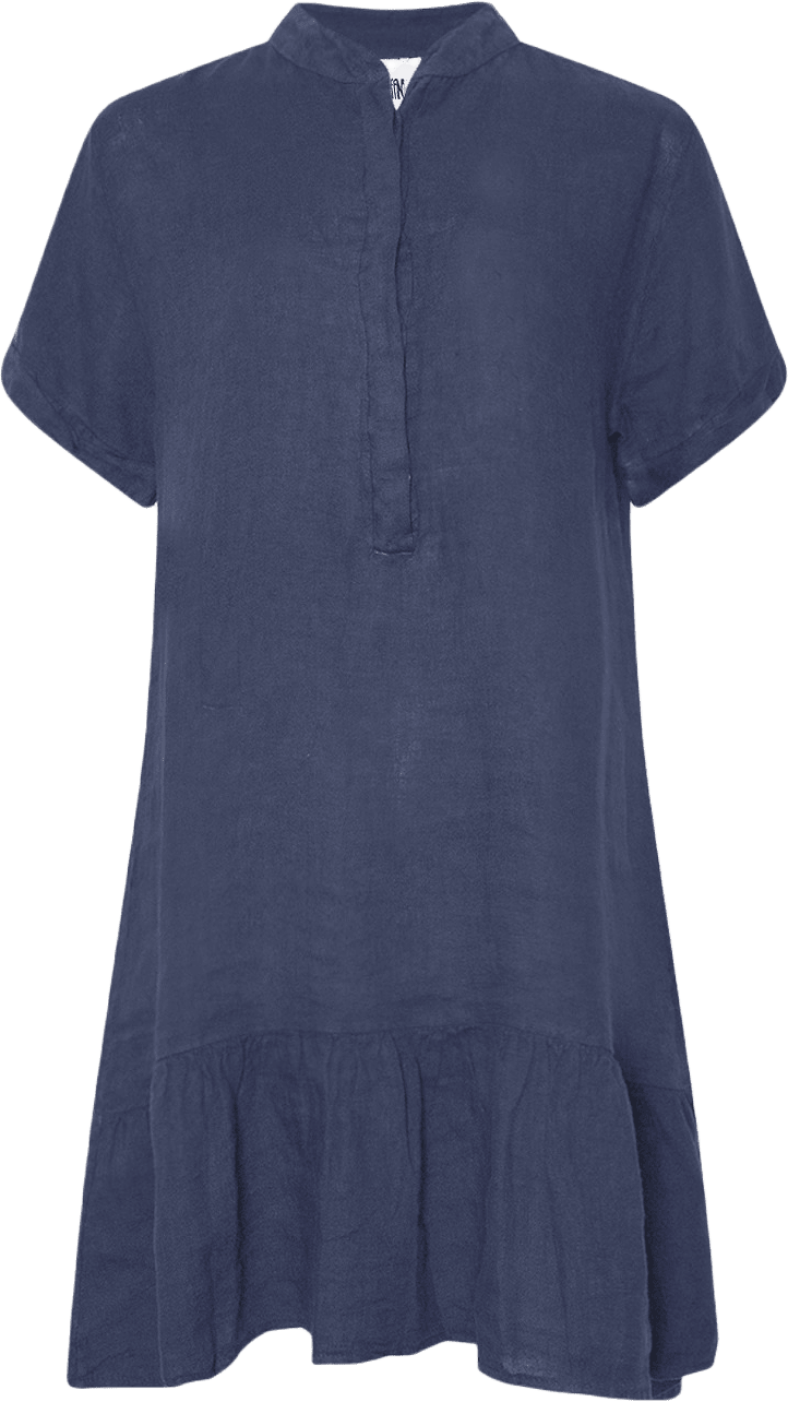 Epsi, Short Dress, Linen - Blue Navy
