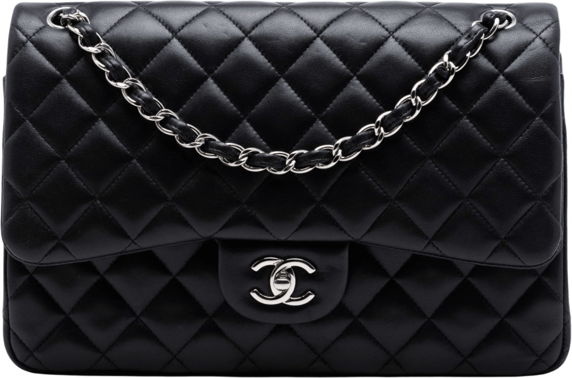 Chanel Jumbo Classic Lambskin Double Flap, från Luxclusif, i färgen black.
