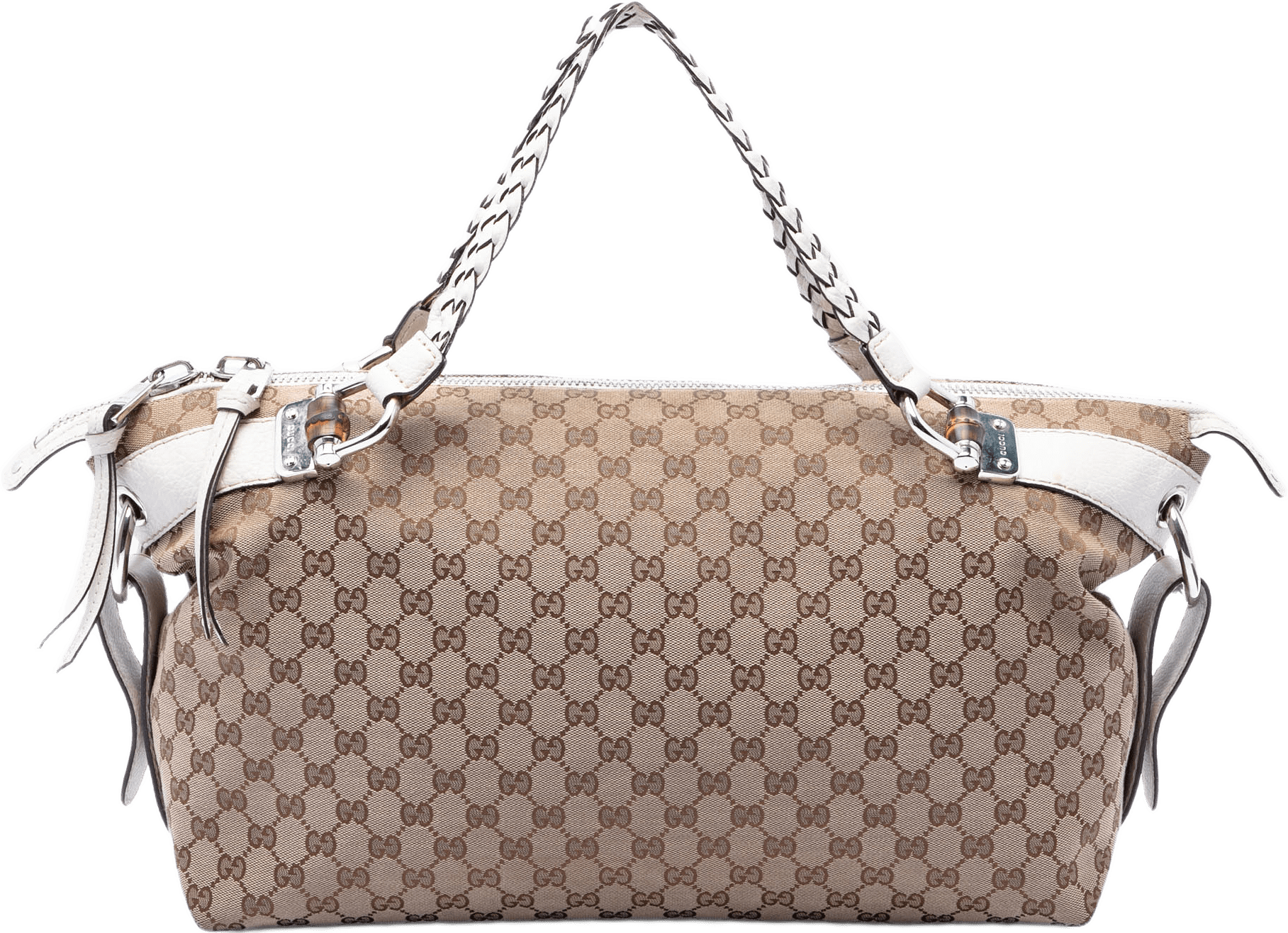 Gucci Medium Gg Canvas Bamboo Bar Tote, från Luxclusif, i färgen beige.