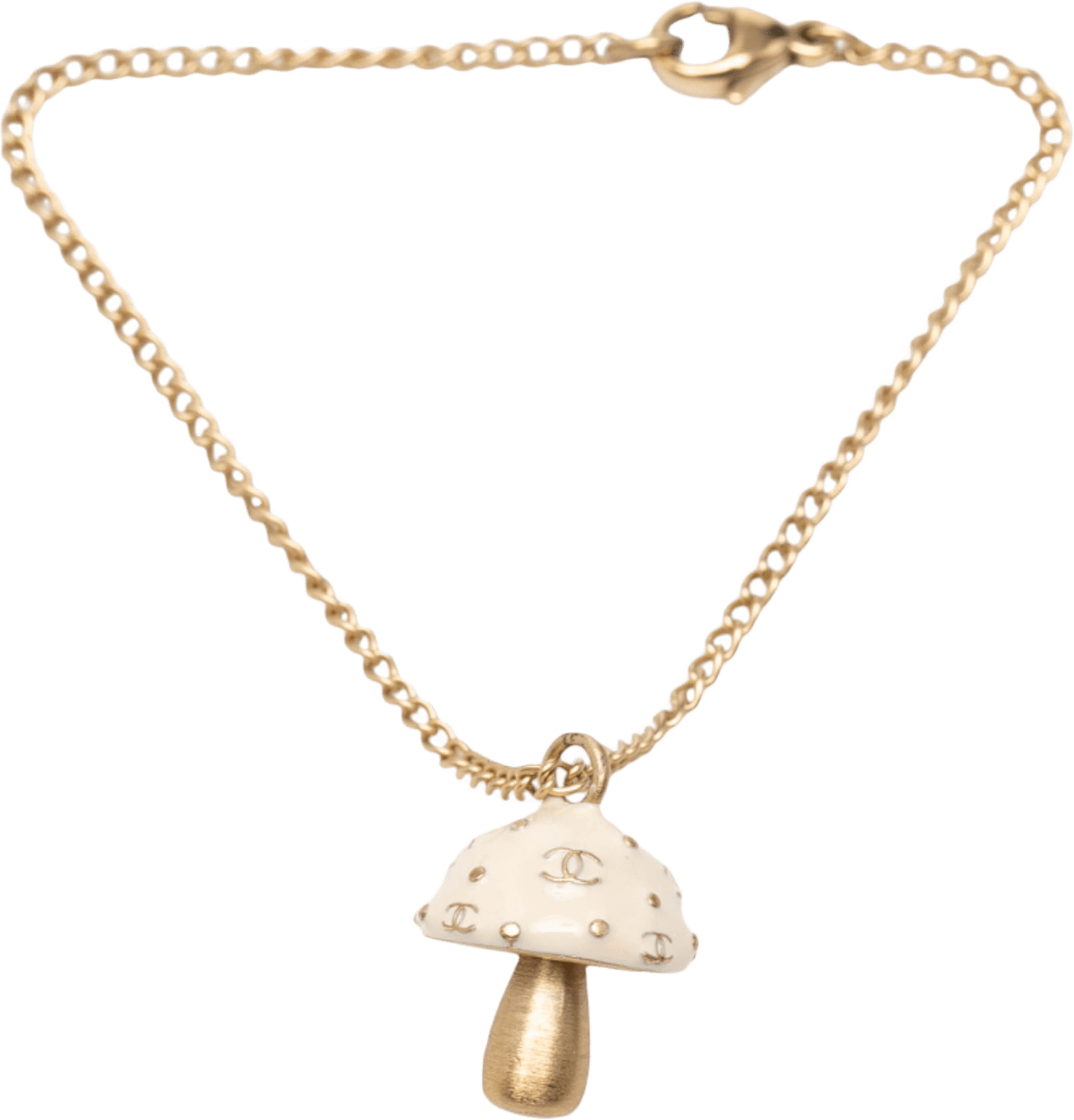 Chanel Gold Plated Enamel Mushroom Bracelet, från Luxclusif, i färgen gold.