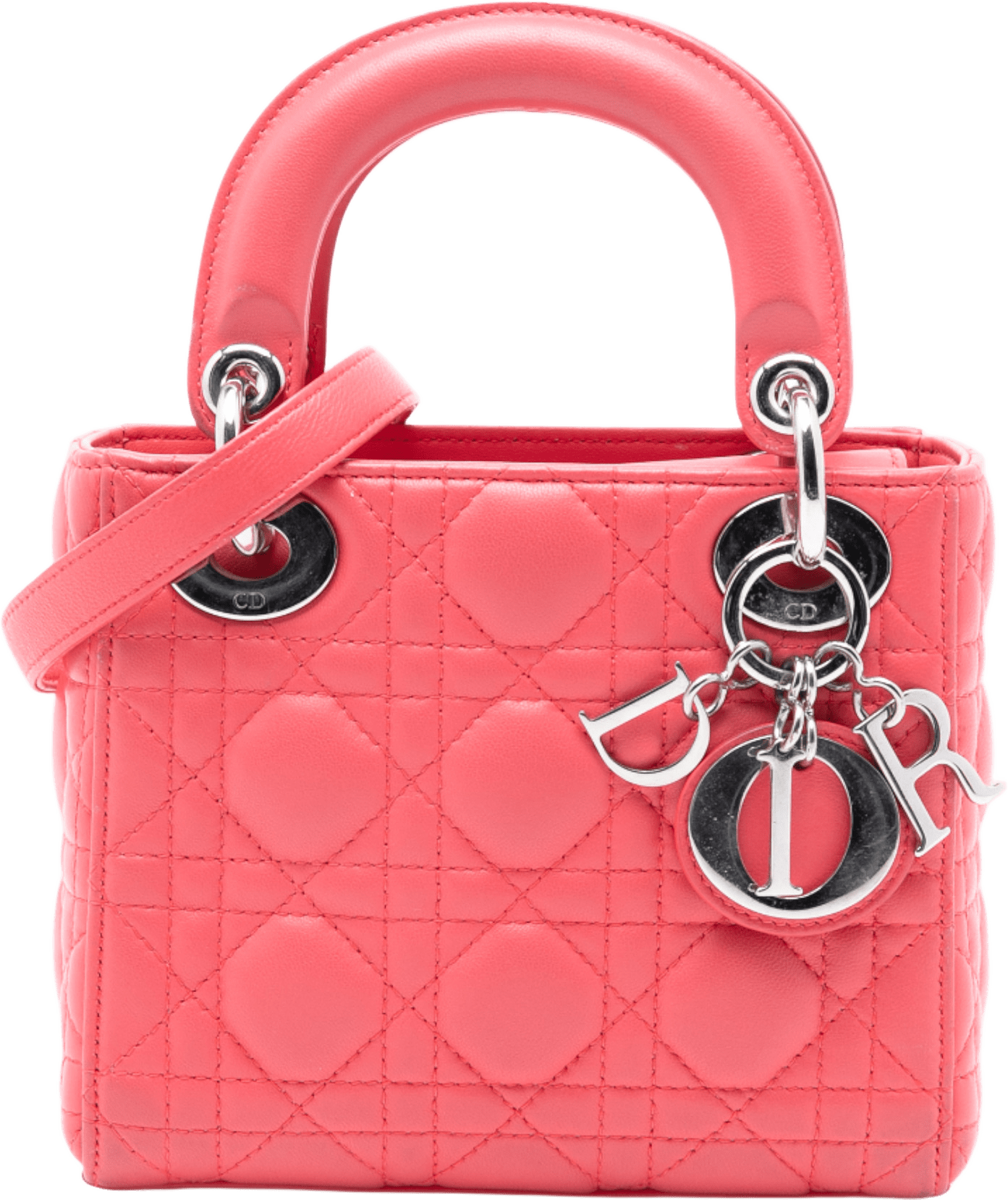 Dior Mini Lambskin Cannage Lady Dior, från Luxclusif, i färgen blush.