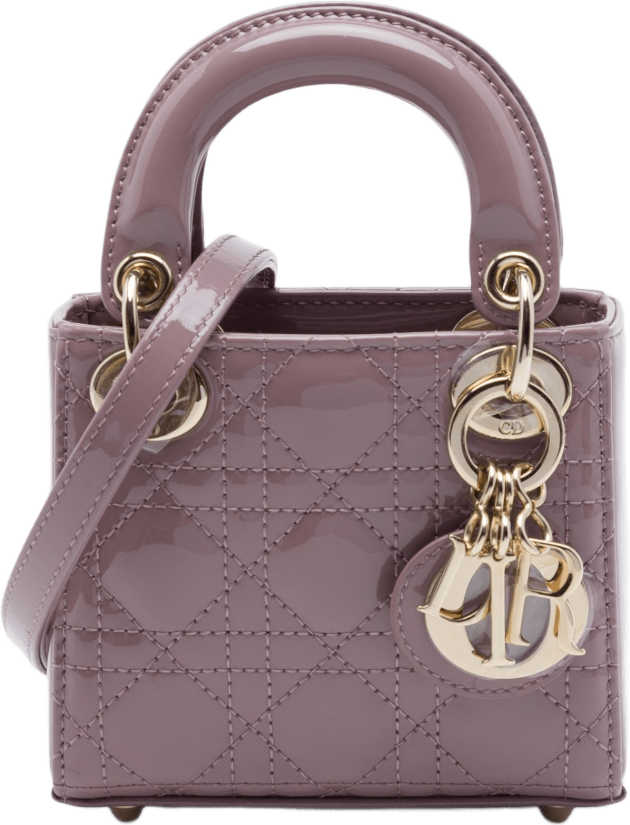 Dior Micro Patent Cannage Lady Dior, från Luxclusif, i färgen rosa.