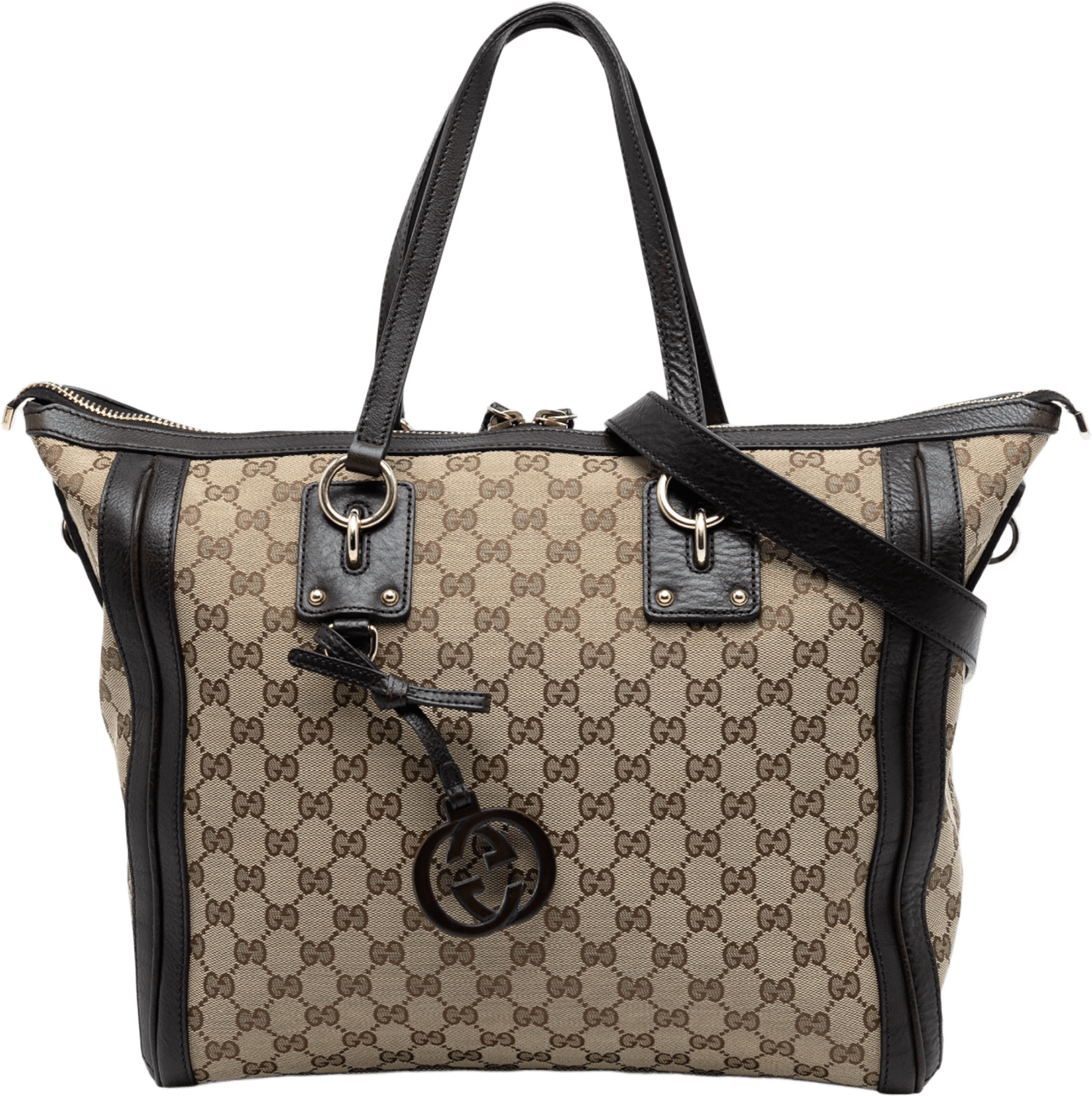 Gucci Gg Canvas Charm Satchel, från Luxclusif, i färgen beige.