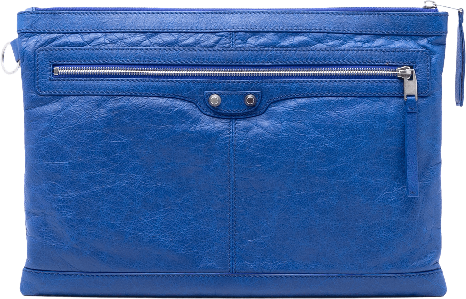 Balenciaga Lambskin Motocross Classic Clip L Clutch, från Luxclusif, i färgen blue.