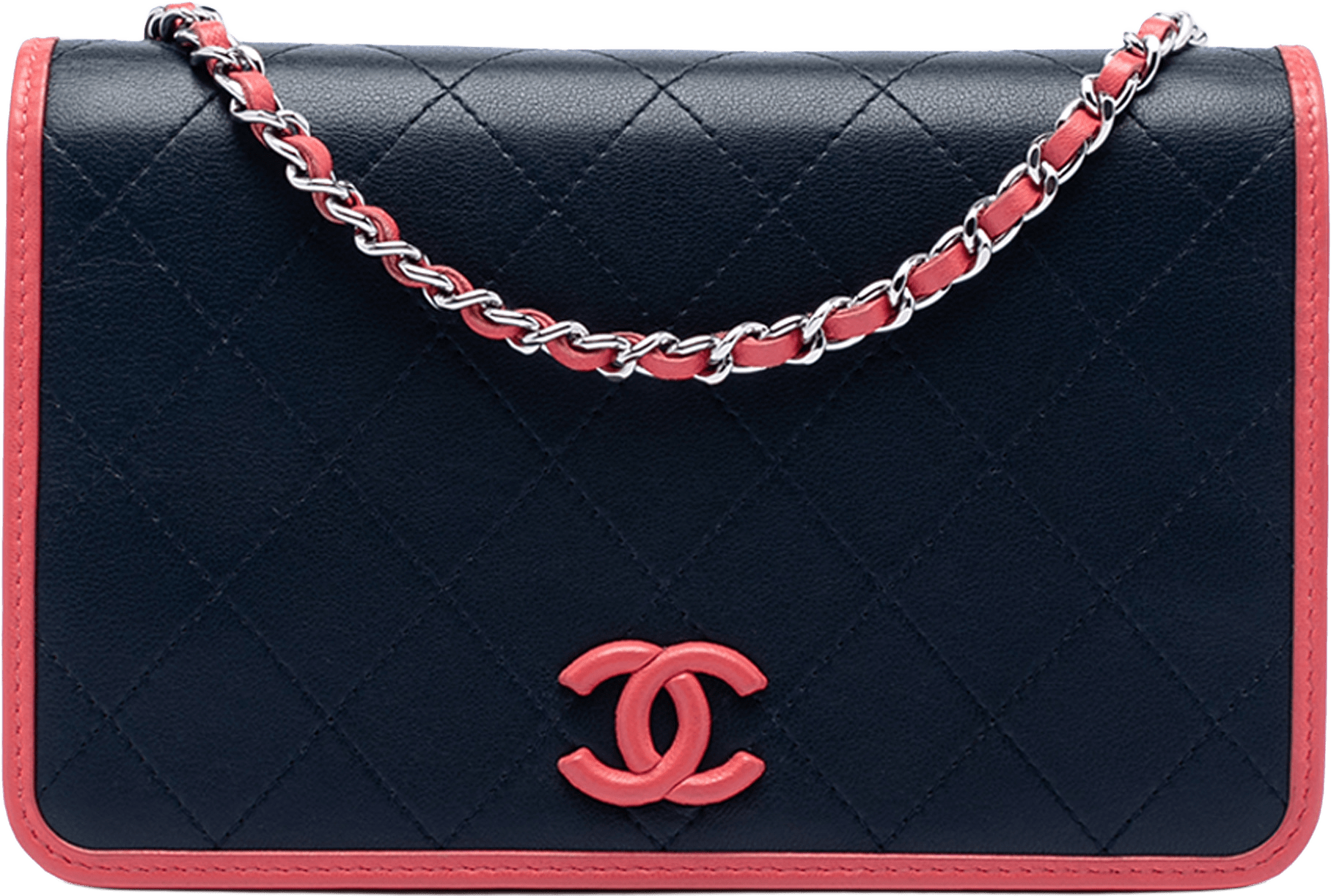 Chanel Quilted Lambskin Color Pop Cc Wallet On Chain, från Luxclusif, i färgen navy.