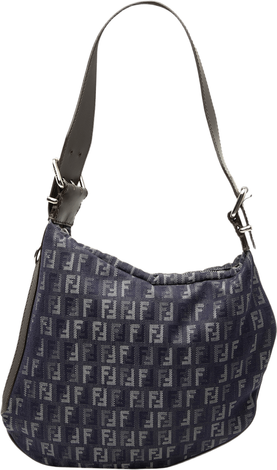 Fendi Zucchino Denim Oyster Shoulder Bag, från Luxclusif, i färgen blå.