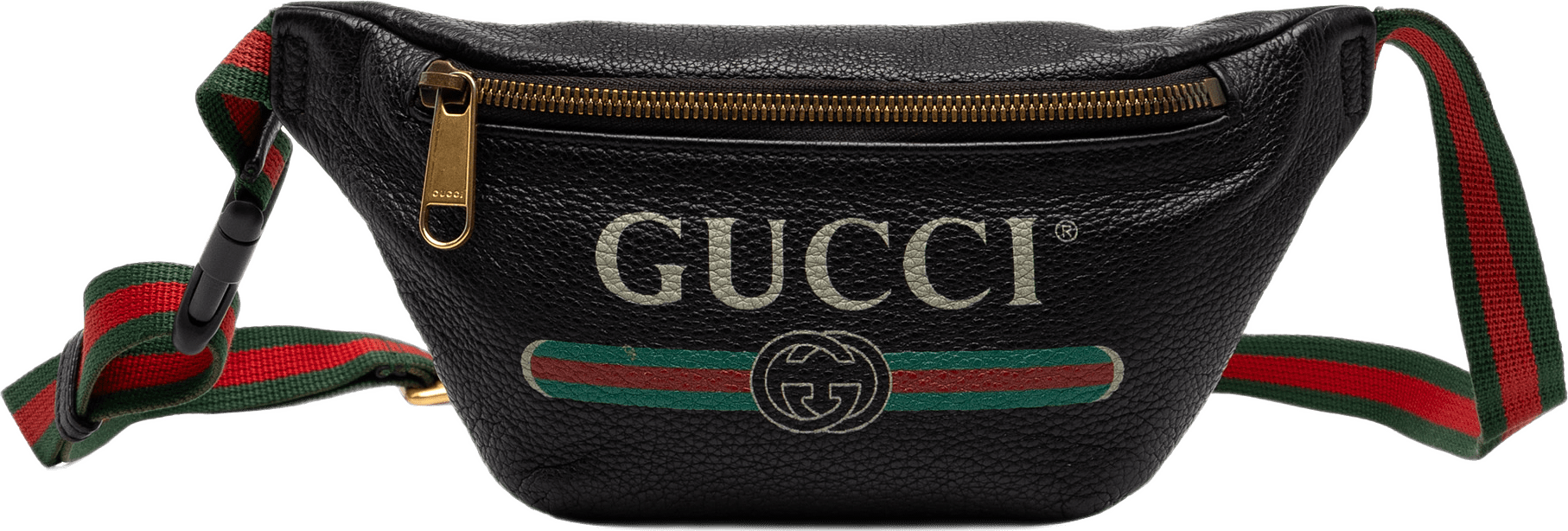 Gucci Small Grained Calfskin Web Logo Belt Bag, från Luxclusif, i färgen svart.
