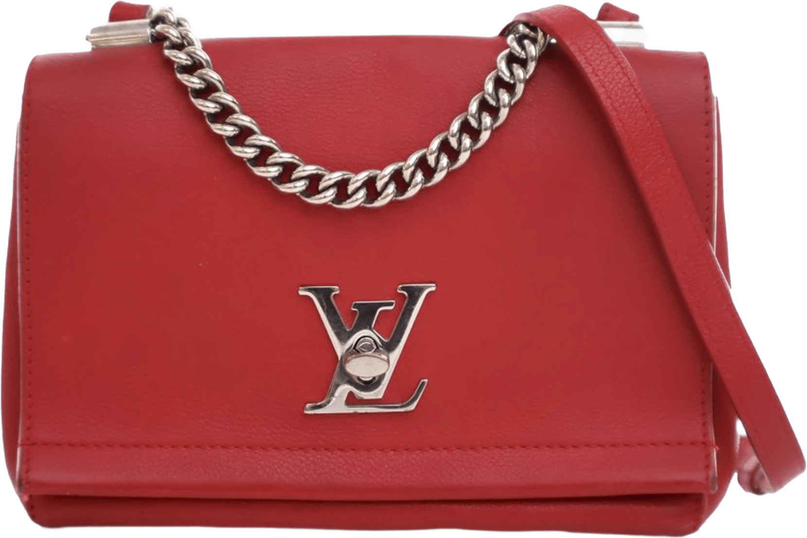 Louis Vuitton Leather Lockme Ii Bb, från Luxclusif, i färgen red.