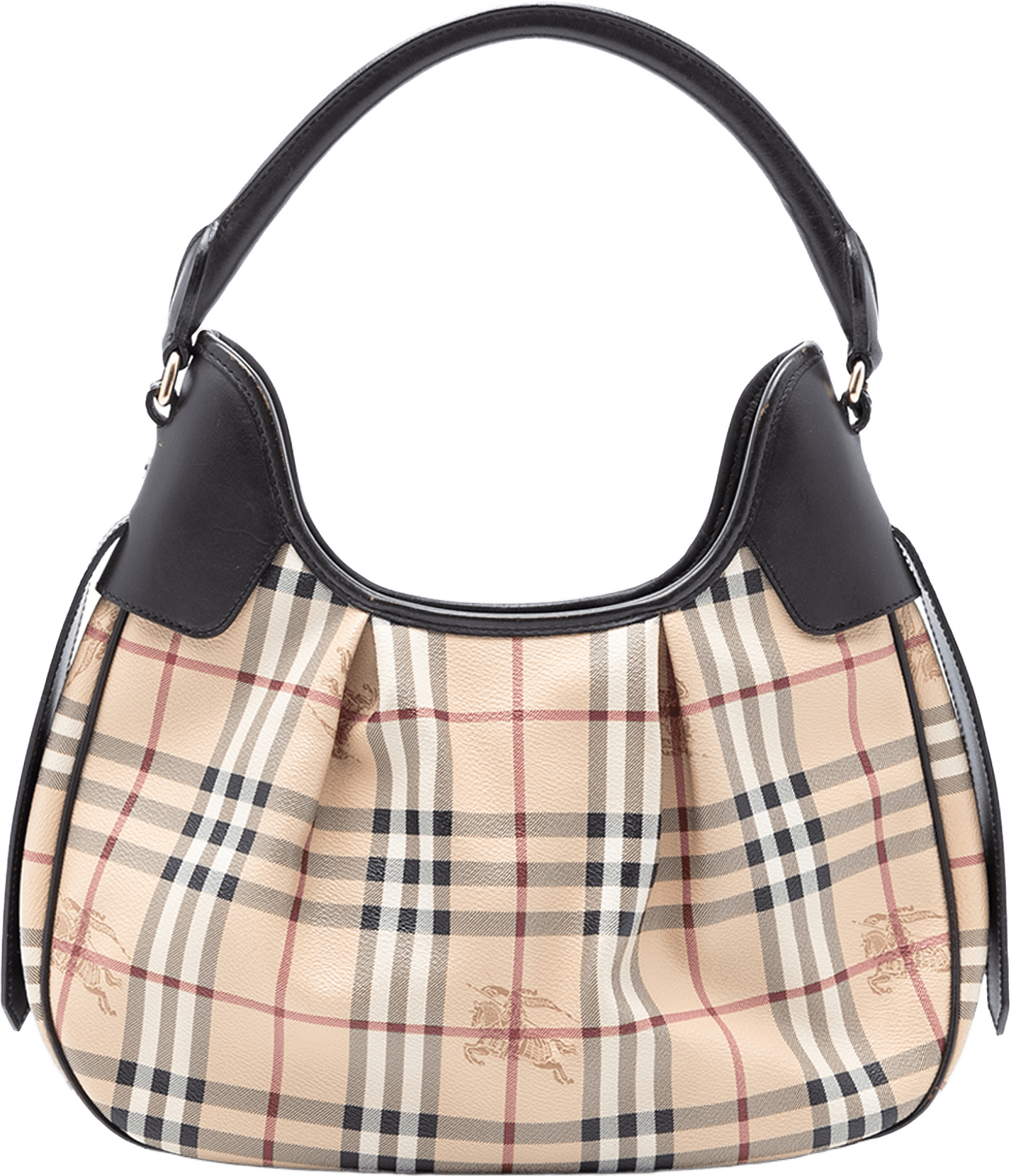 Burberry Haymarket Check Coated Canvas Brooklyn Hobo, från Luxclusif, i färgen beige.