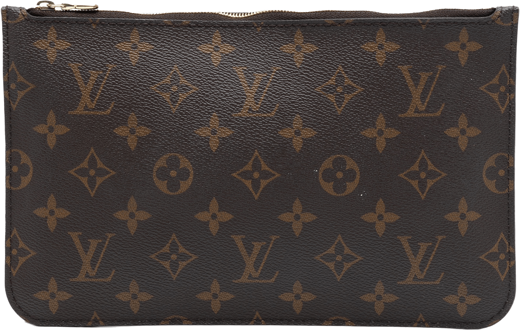 Louis Vuitton Monogram Neverfull Pouch, från Luxclusif, i färgen brown.