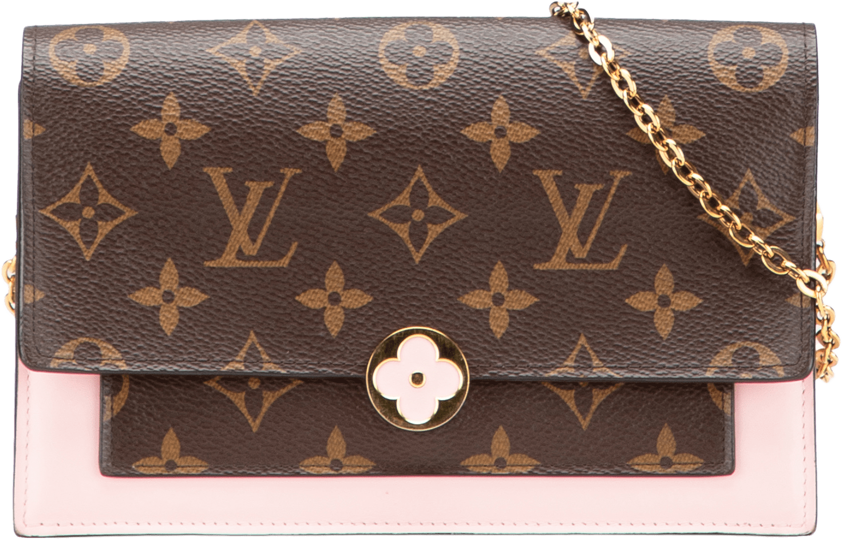 Louis Vuitton Monogram Flore Wallet On Chain, från Luxclusif, i färgen brown.