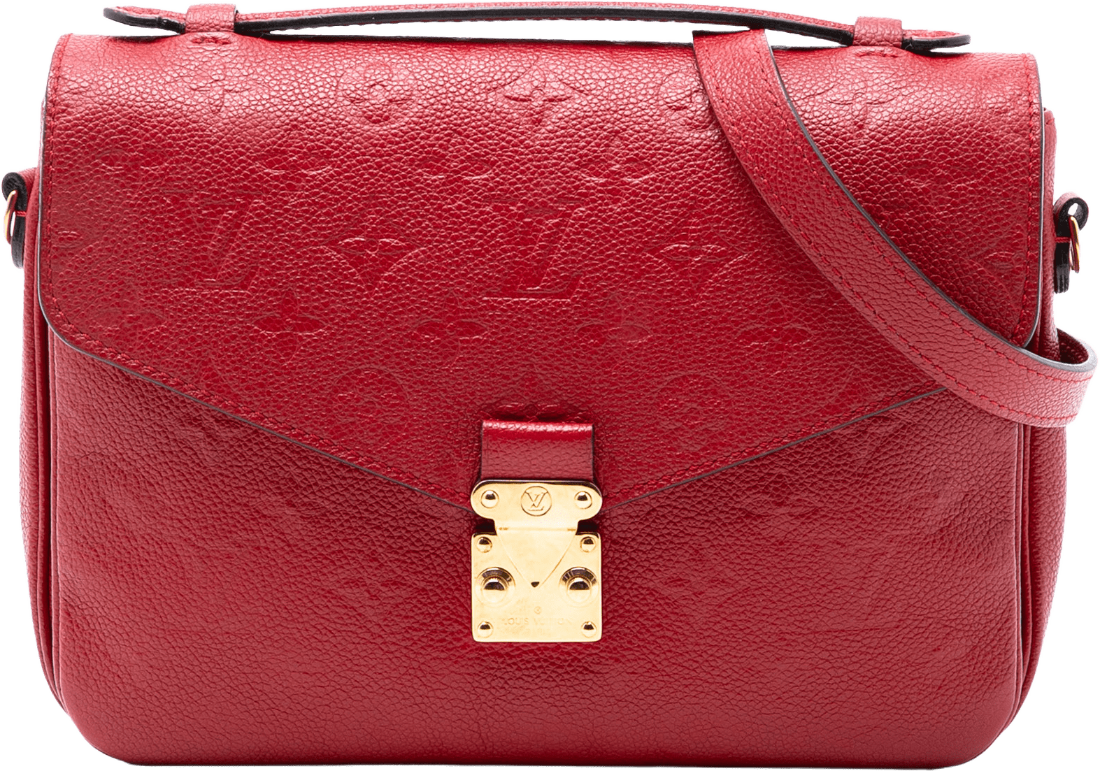 Louis Vuitton Monogram Empreinte Pochette Metis, från Luxclusif, i färgen red.
