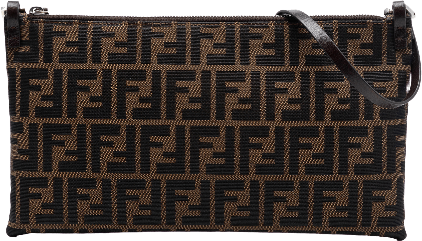 Fendi Zucca Canvas Pochette Crossbody, från Luxclusif, i färgen brown.