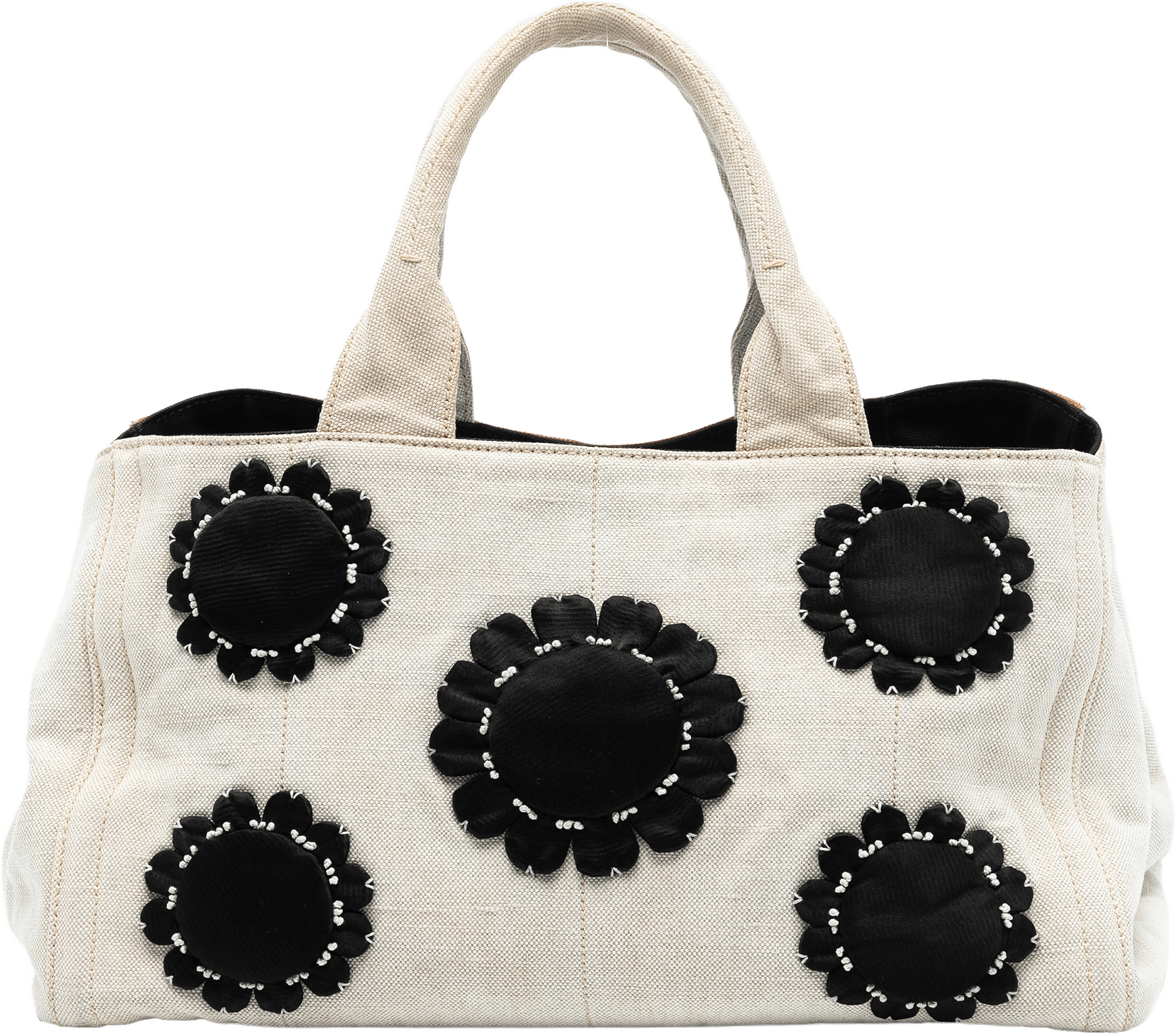 Prada Canvas Canapa Mistolino Tote, från Luxclusif, i färgen light beige.