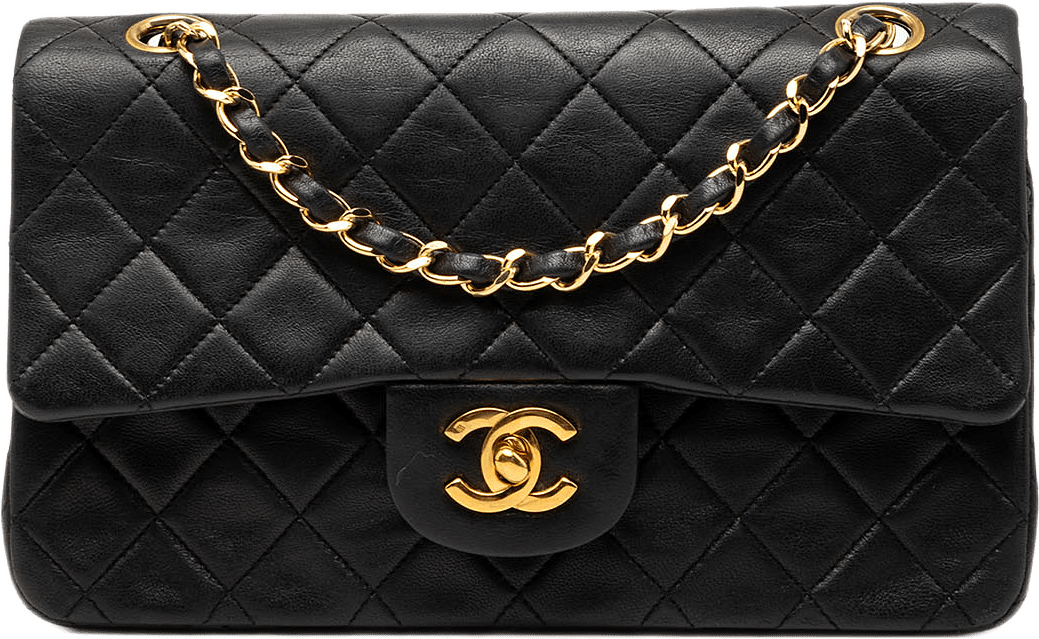 Chanel Small Classic Lambskin Double Flap, från Luxclusif, i färgen black.