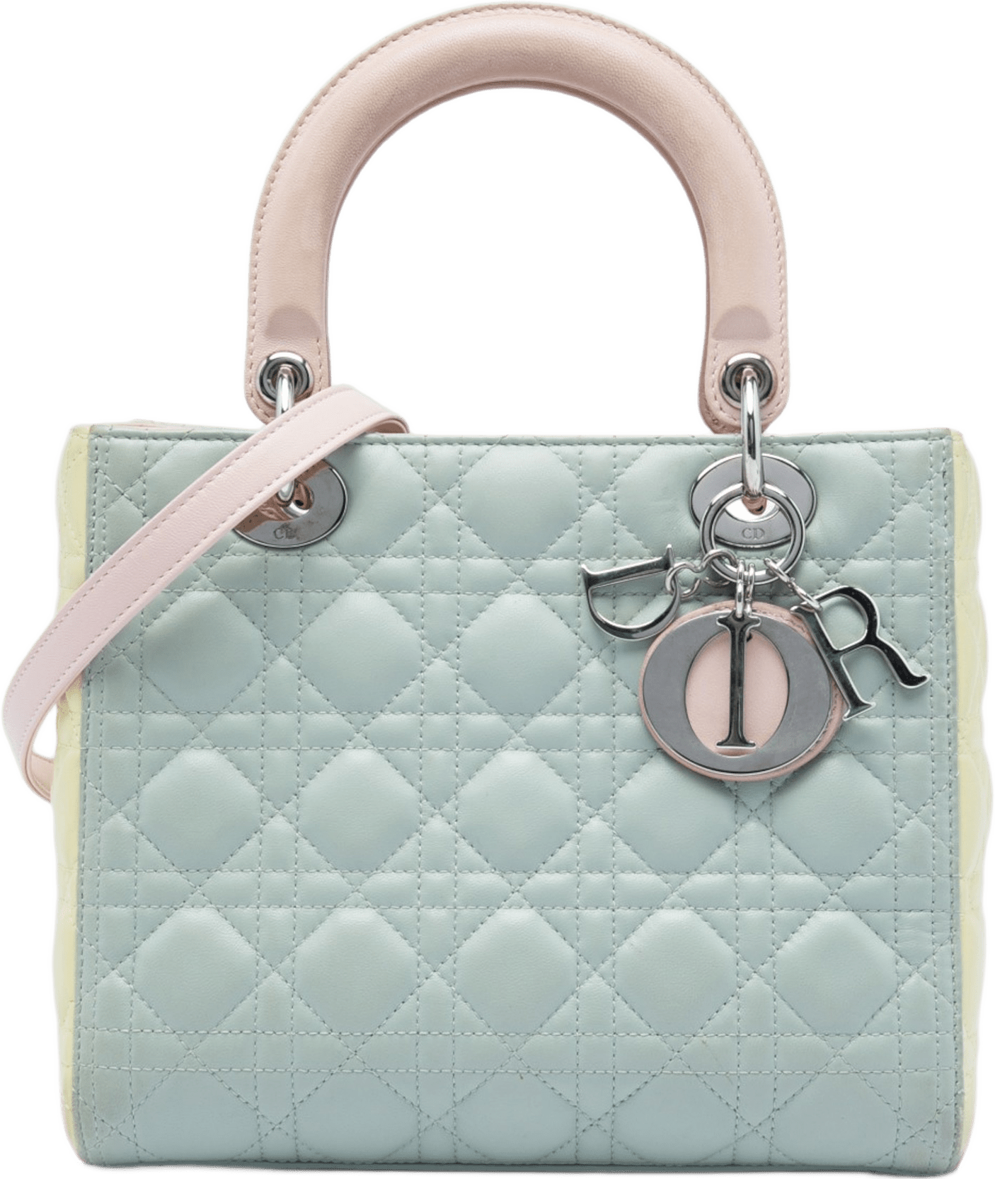 Dior Medium Tricolor Lambskin Cannage Lady Dior, från Luxclusif, i färgen grön.