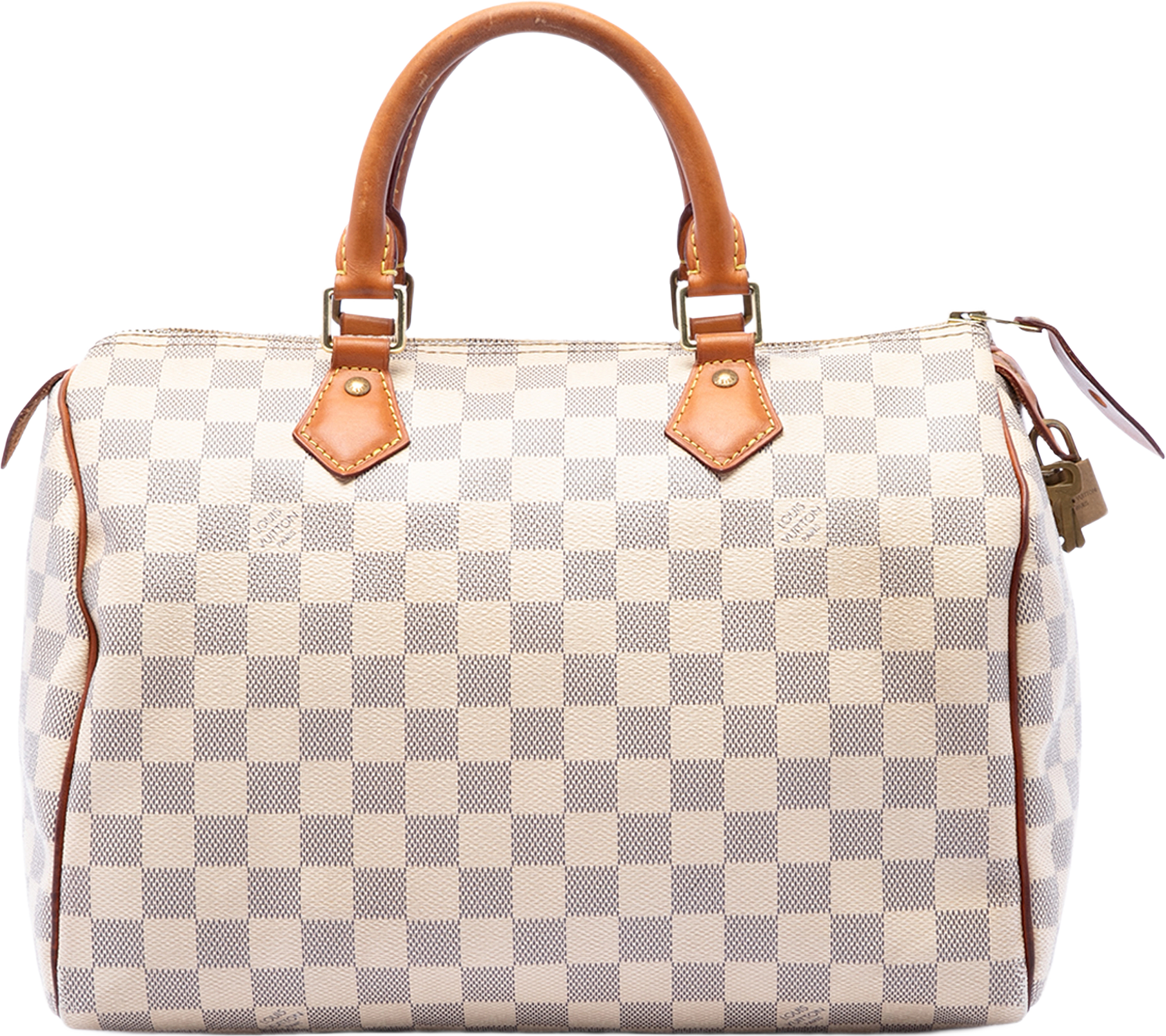 Louis Vuitton Damier Azur Speedy 30, från Luxclusif, i färgen vit.