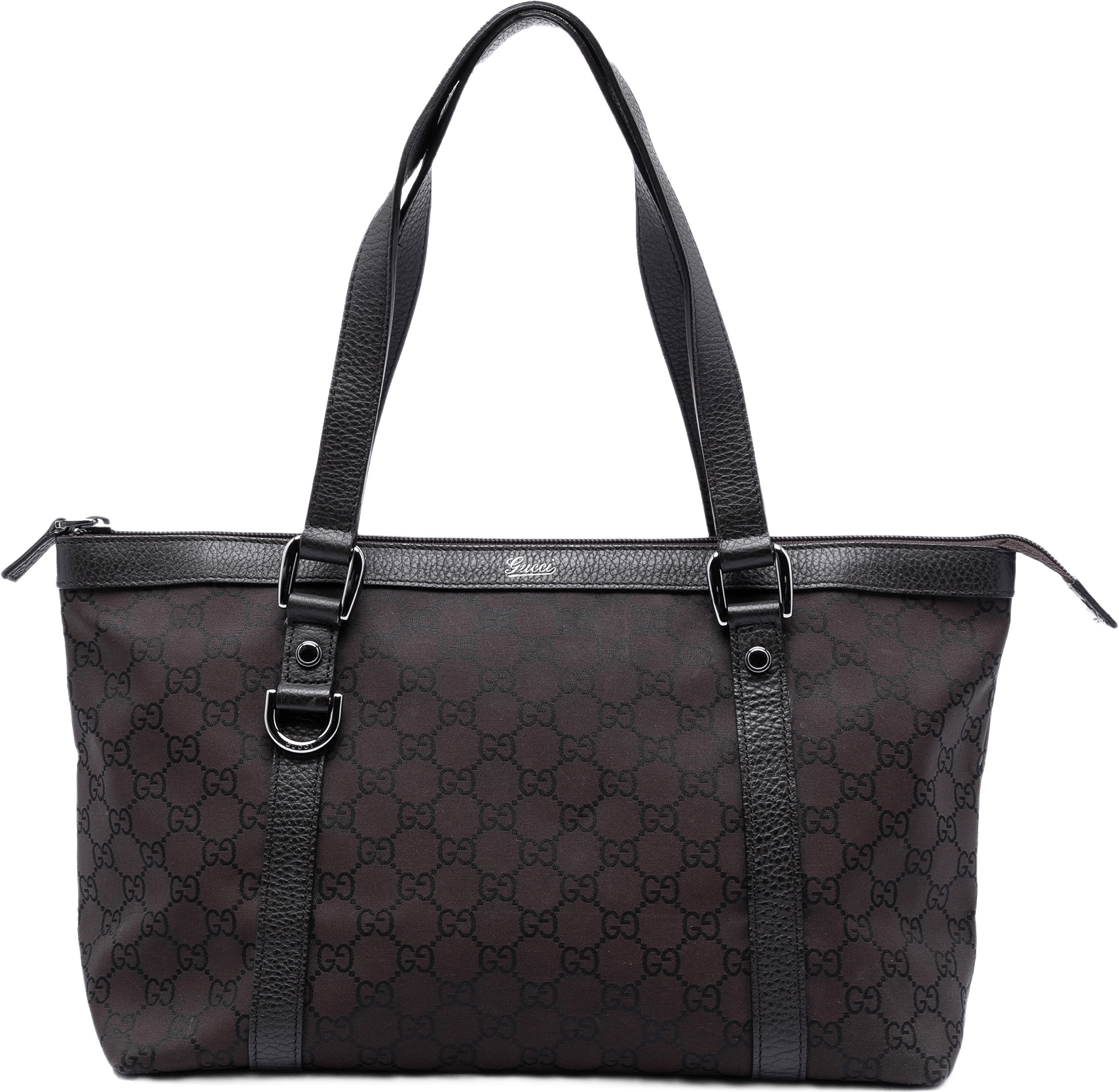 Gucci Gg Canvas Abbey D Ring Tote, från Luxclusif, i färgen dark brown.