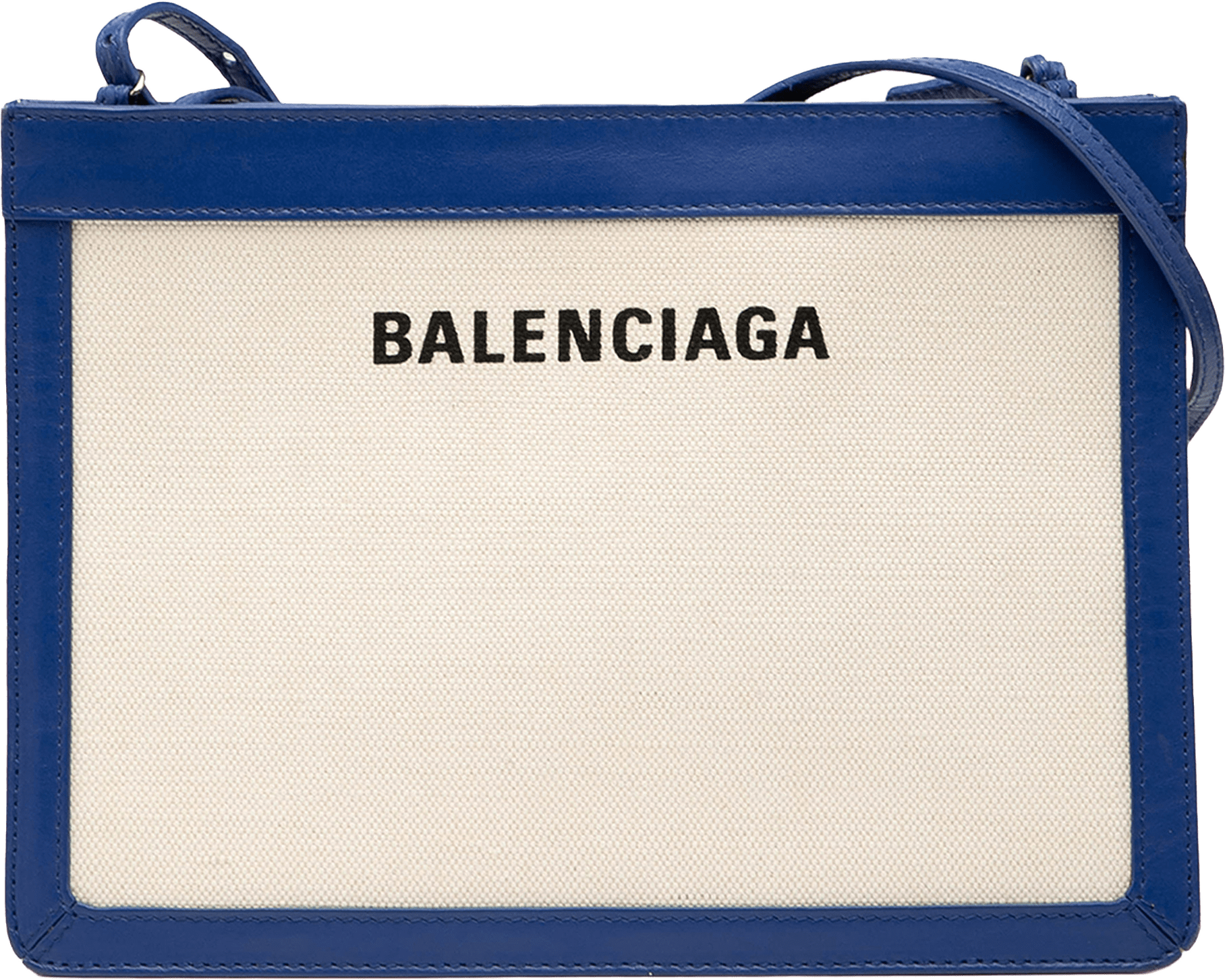 Balenciaga Canvas Navy Pochette Crossbody, från Luxclusif, i färgen light beige.