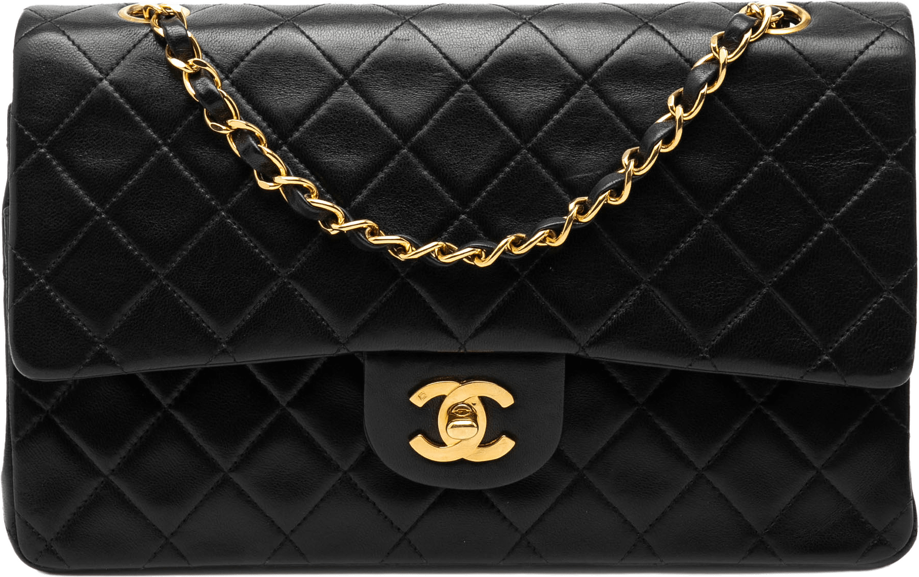 Chanel Medium Classic Lambskin Double Flap, från Luxclusif, i färgen black.