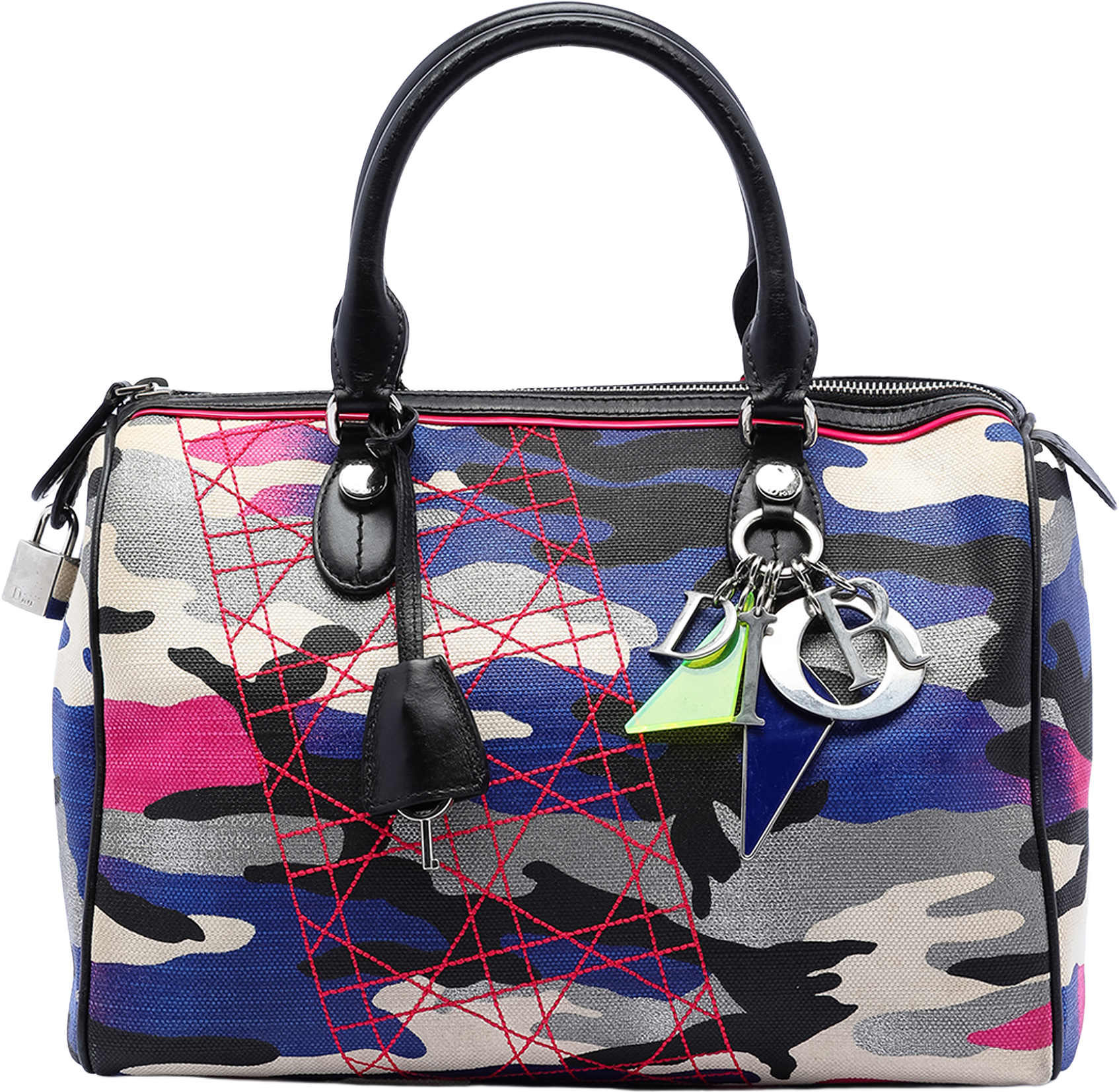 Dior Anselm Reyle Canvas Camouflage Boston Bag, från Luxclusif, i färgen blue.