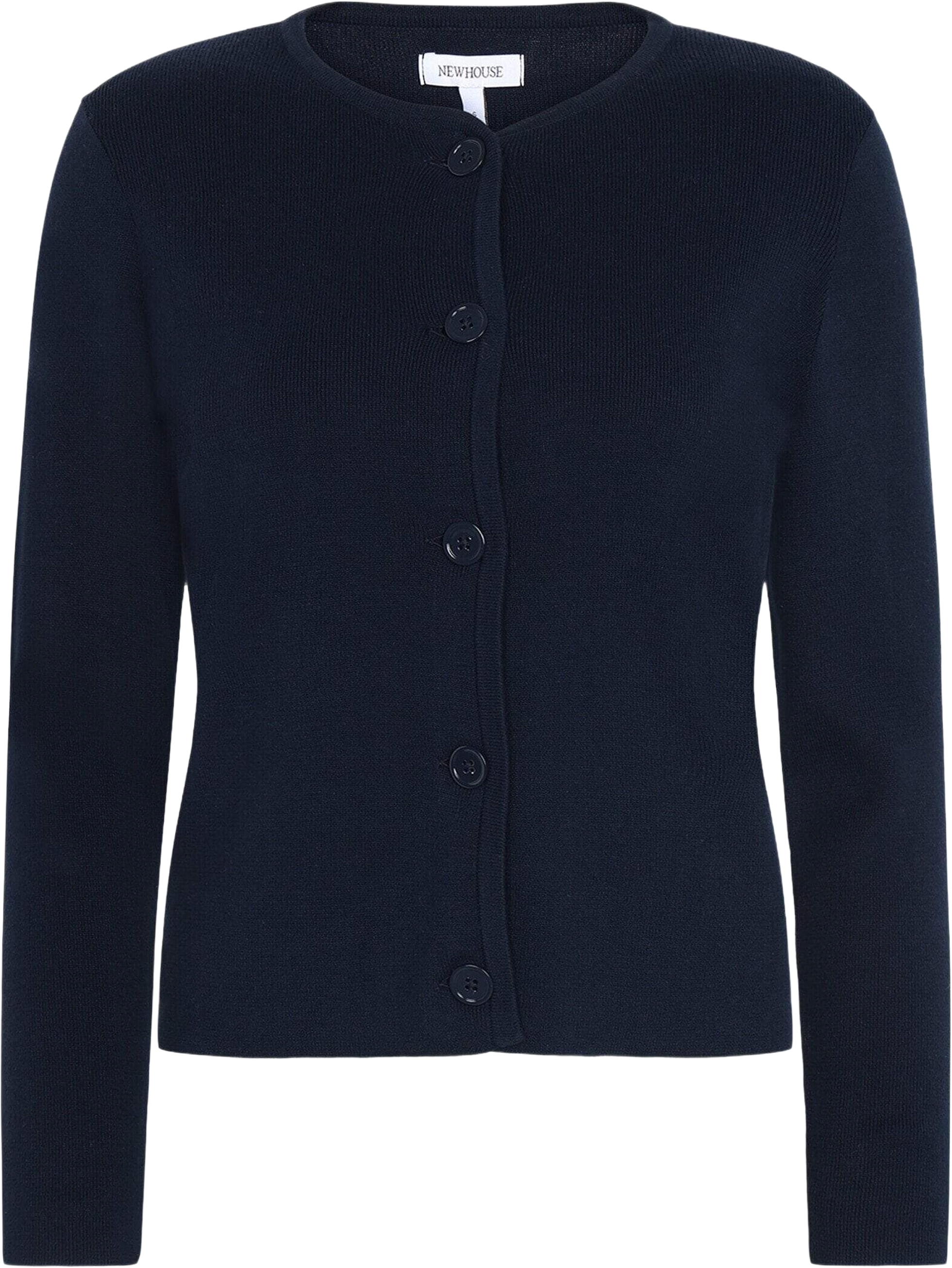 Felicity Rib Cardigan, från Newhouse, i färgen marinblå.