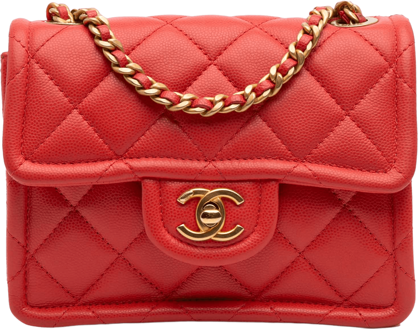 Chanel Mini Quilted Caviar Sweet Classic Flap, från Luxclusif, i färgen red.