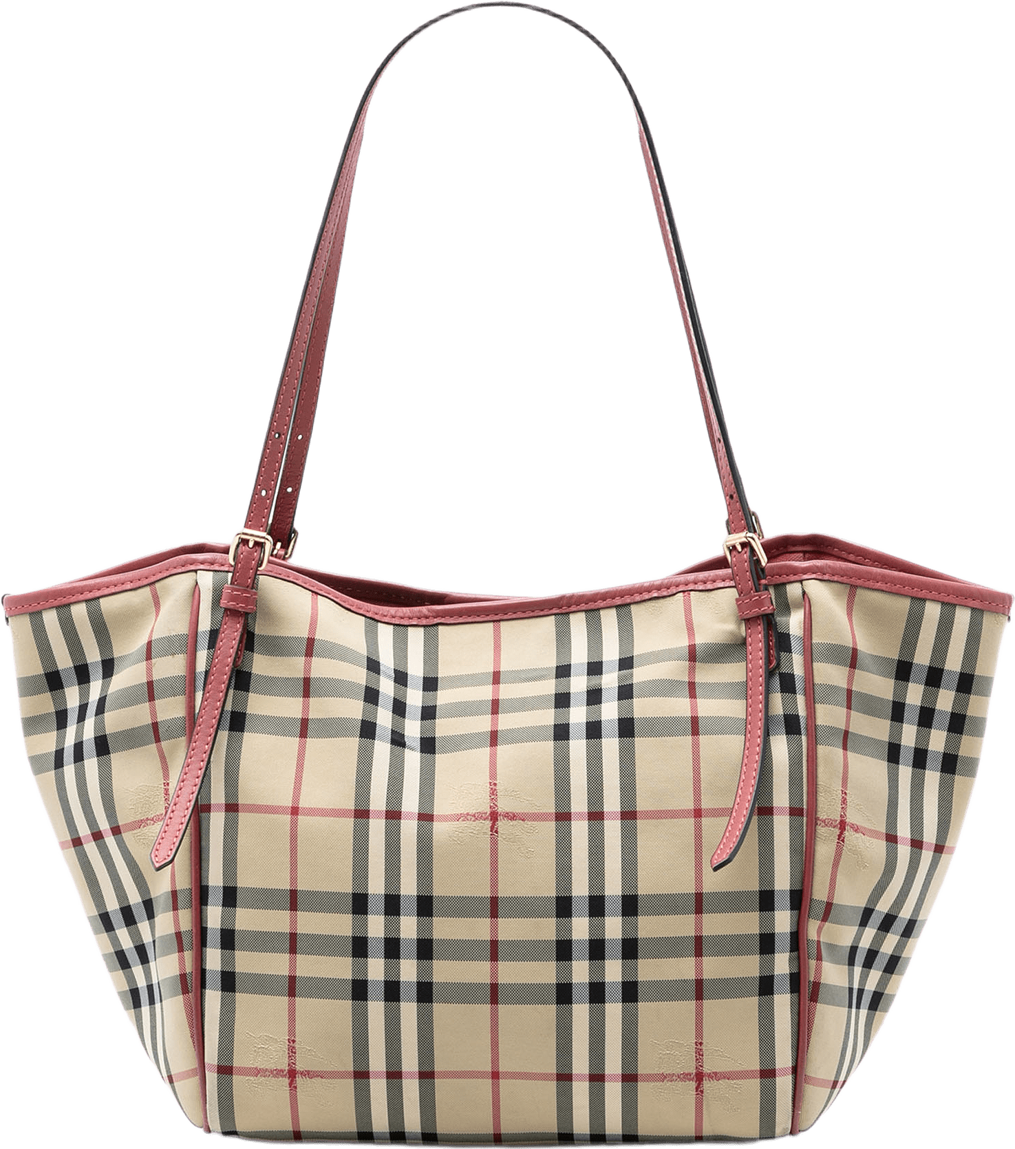 Burberry Small Haymarket Check Coated Canvas Canterbury Tote, från Luxclusif, i färgen beige.