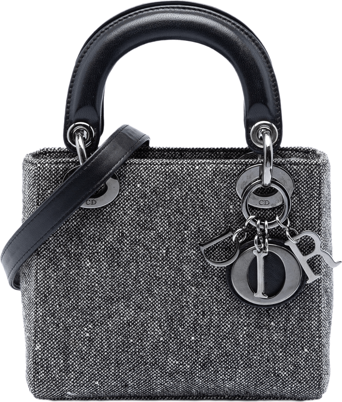 Dior Mini Tweed Lady Dior, från Luxclusif, i färgen gray.