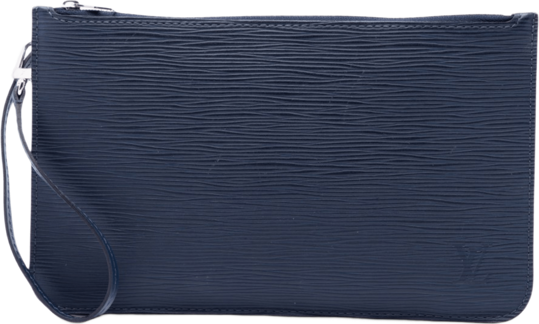 Louis Vuitton Epi Neverfull Pouch, från Luxclusif, i färgen blå.