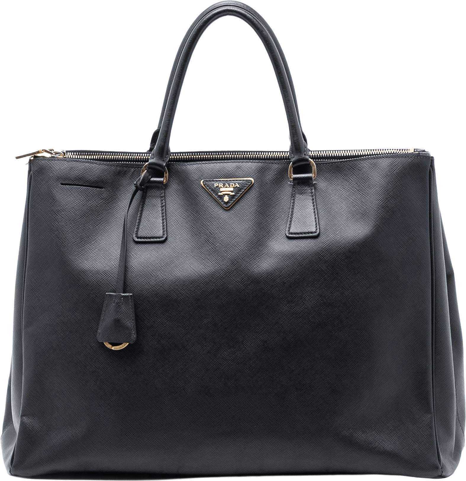 Prada Large Saffiano Lux Galleria Double Zip Tote, från Luxclusif, i färgen black.