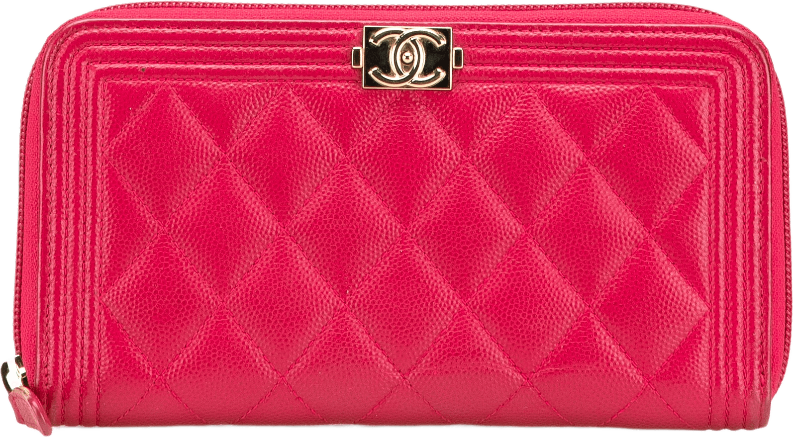Chanel Quilted Caviar Boy Zip Around Wallet