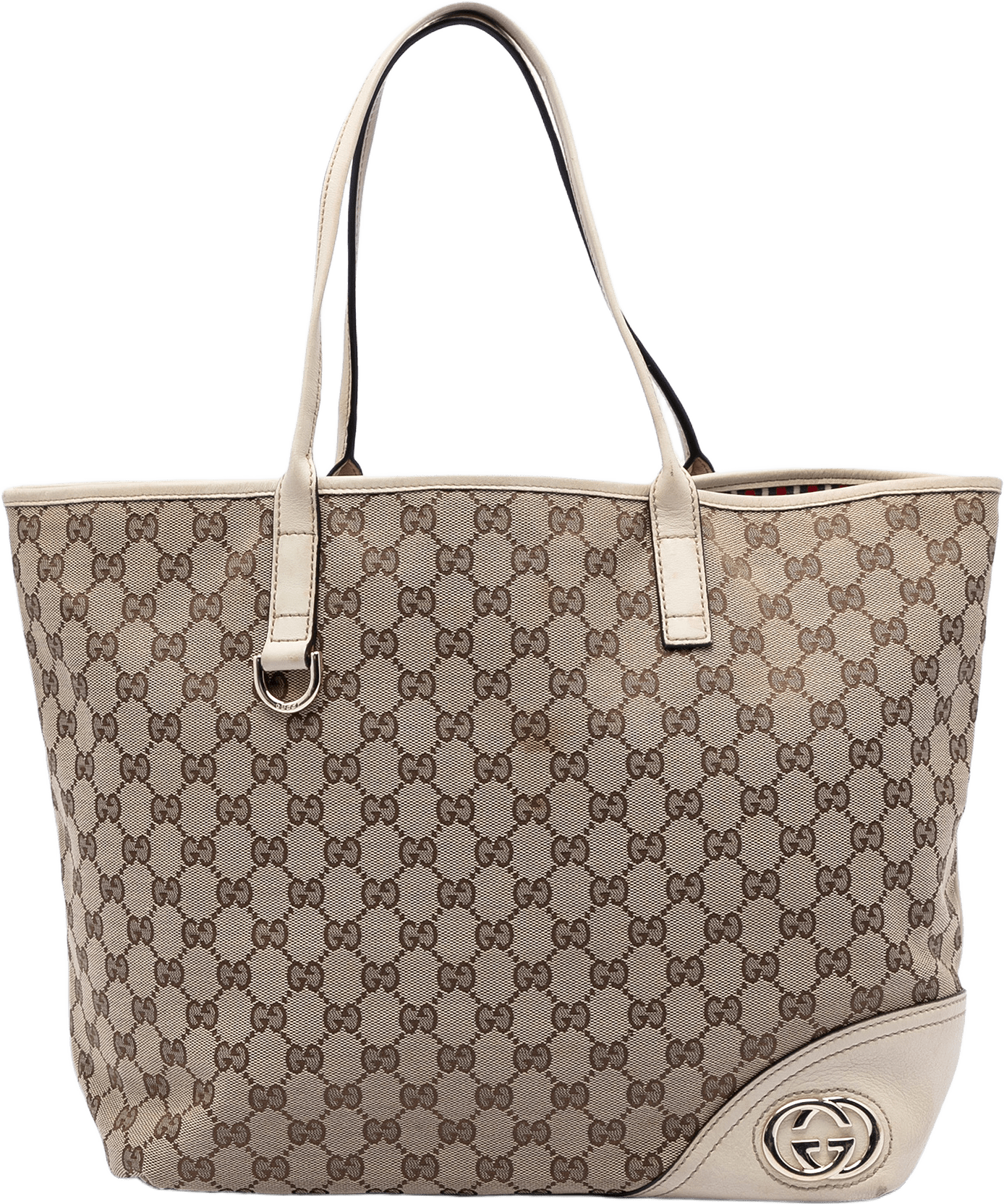 Gucci Large Gg Canvas New Britt Tote, från Luxclusif, i färgen beige.