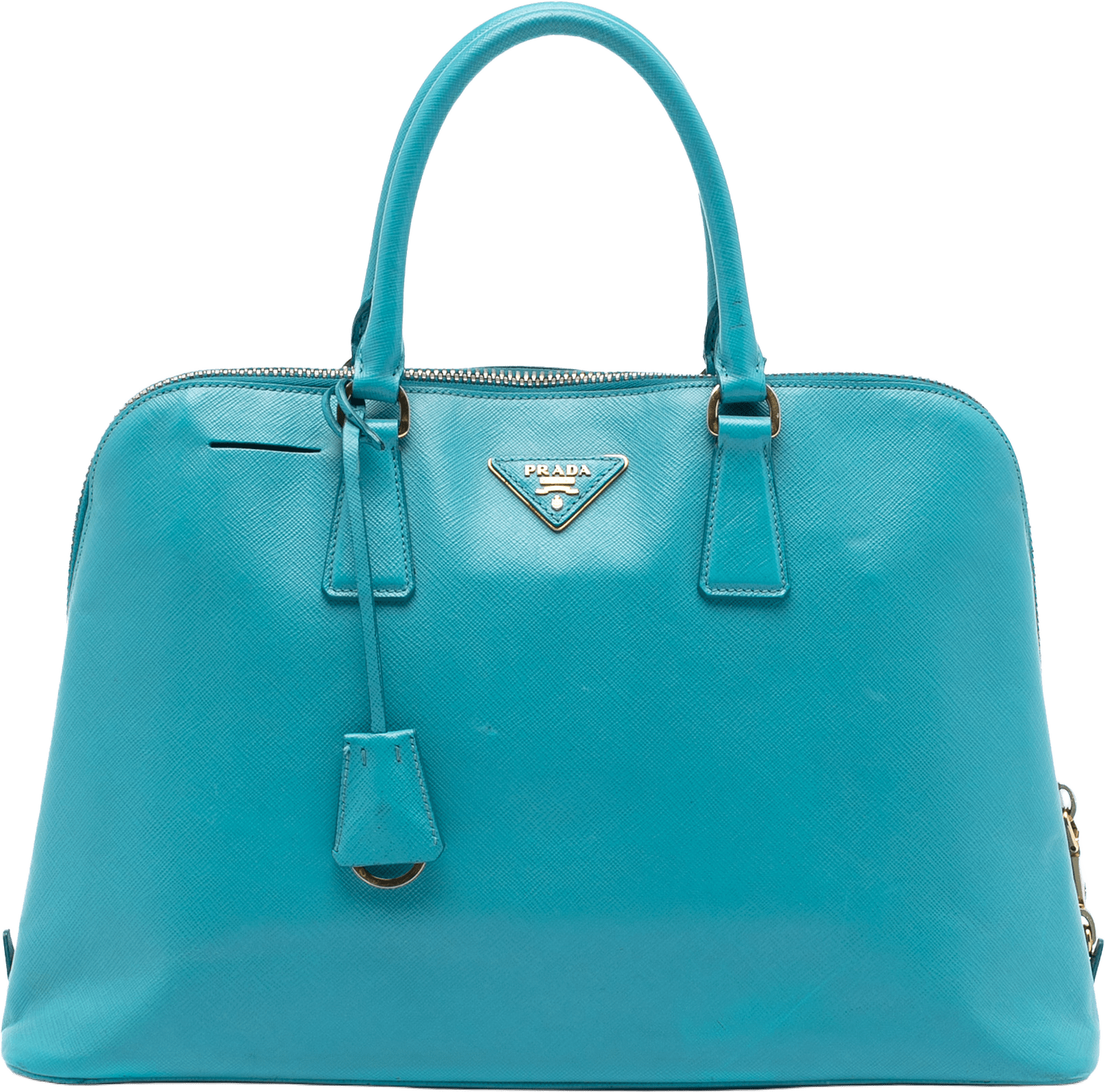 Prada Large Saffiano Lux Promenade Satchel, från Luxclusif, i färgen aqua.