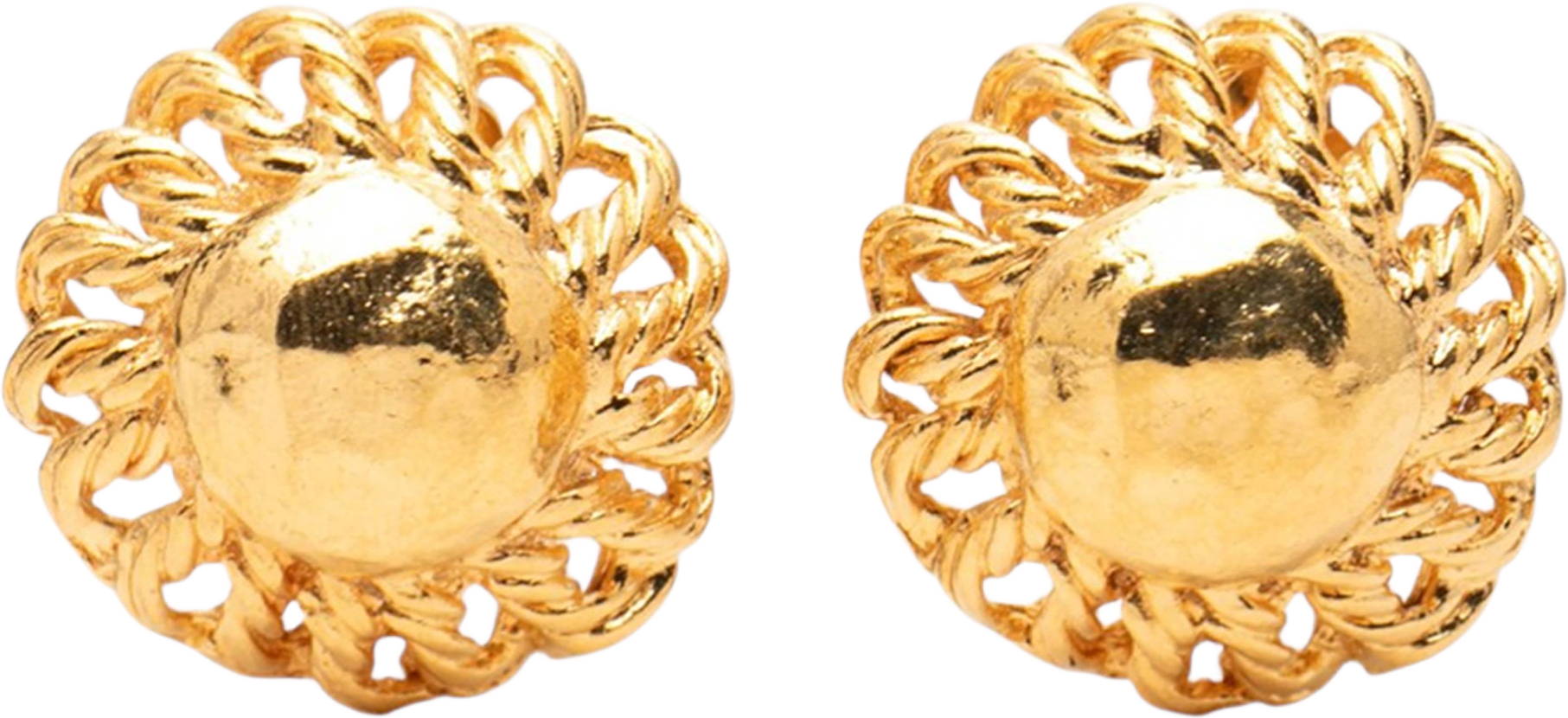Chanel Gold Plated Round Clip On Earrings, från Luxclusif, i färgen gold.