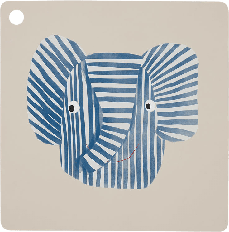Placemat Erik Elephant, från OYOY Mini, i färgen blue.