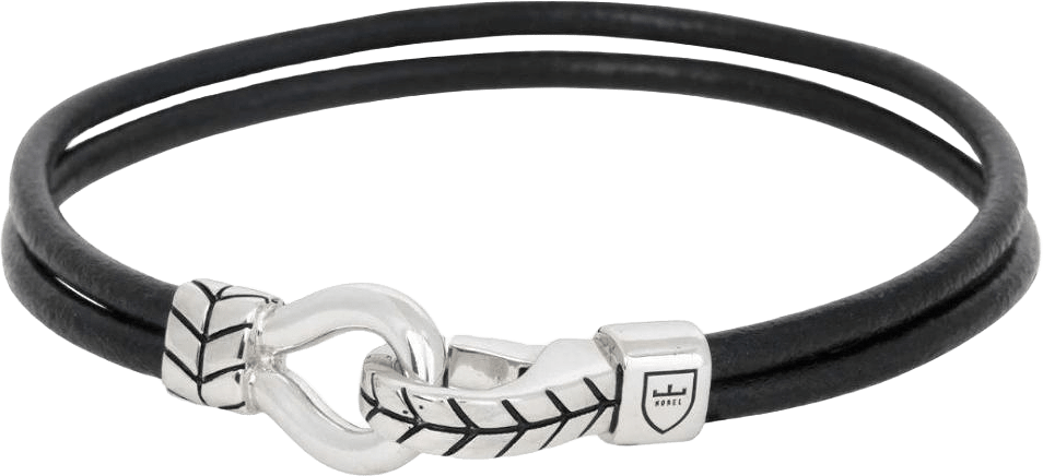 Silver/läderarmband | Svart | Nobel By Billgren, från by BILLGREN, i färgen svart & silver.