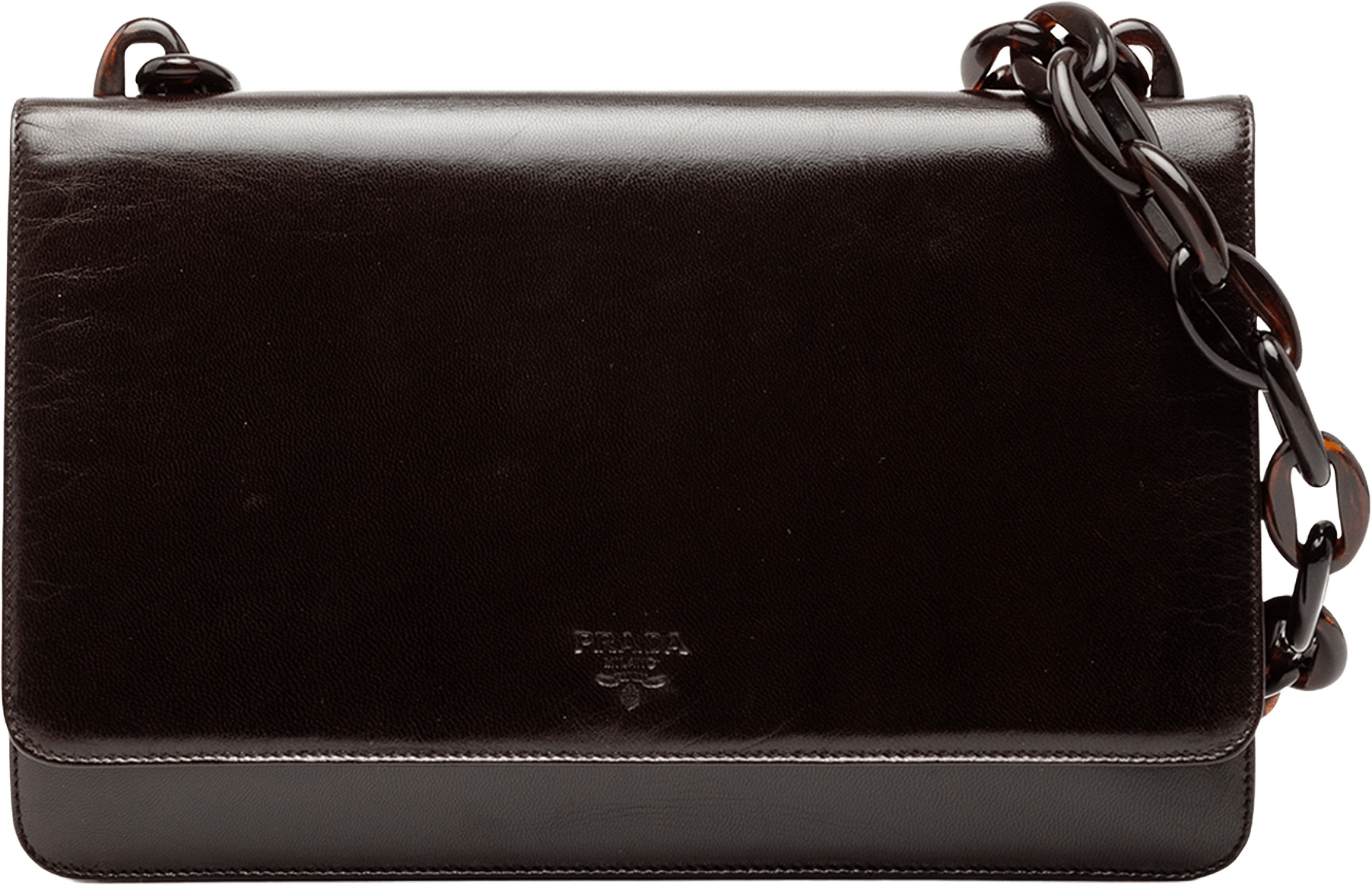 Prada Goatskin Madras Swing Chain Shoulder Bag, från Luxclusif, i färgen dark brown.