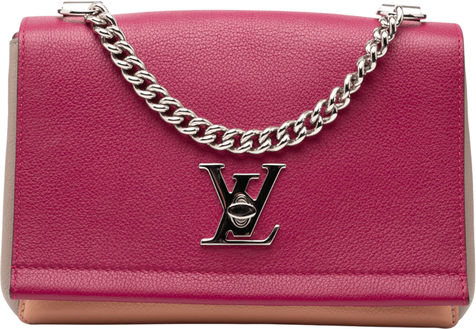 Louis Vuitton Tricolor Leather Lockme Ii Bb, från Luxclusif, i färgen magenta.
